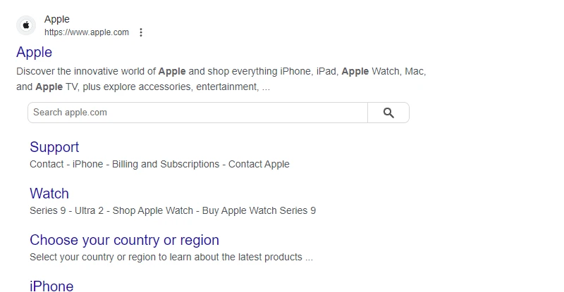 Apple.com meta description example