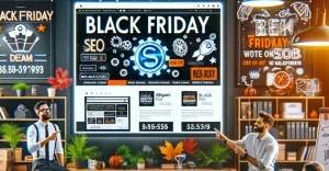 Black Friday SEO Deals Party with people celebrating