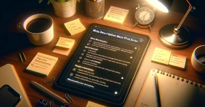 ChatGPT Meta Description Prompts on a tablet on a table