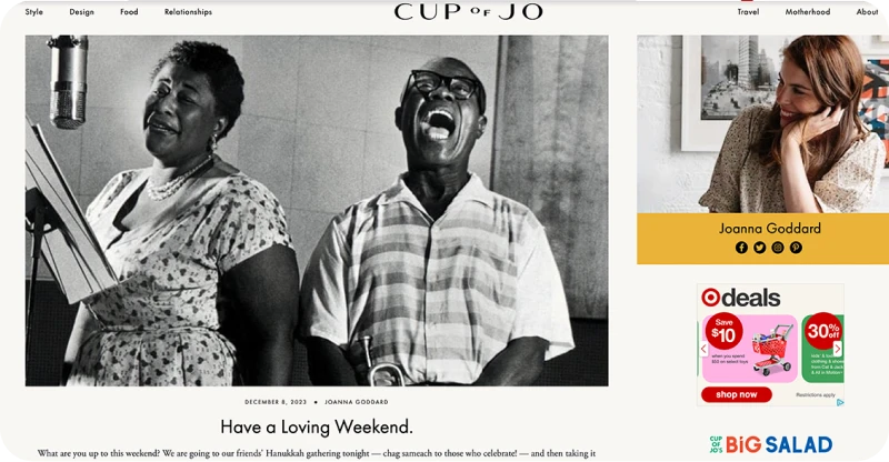 Cup of Joe Blog Screenshot