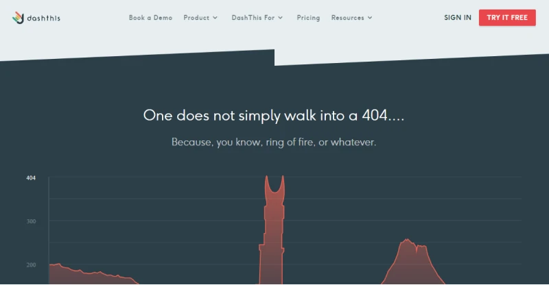 DashThis Product Showcasing 404 Page Example