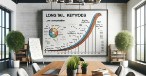 Graph showing traffic growth thanks to long tail keyword prompts with low competition