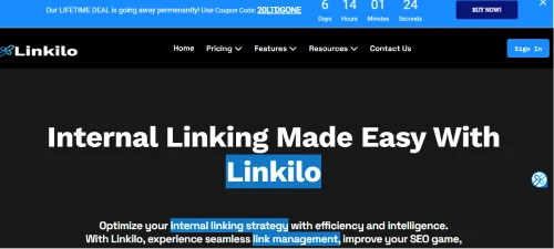 Linkilo website landing page screenshot
