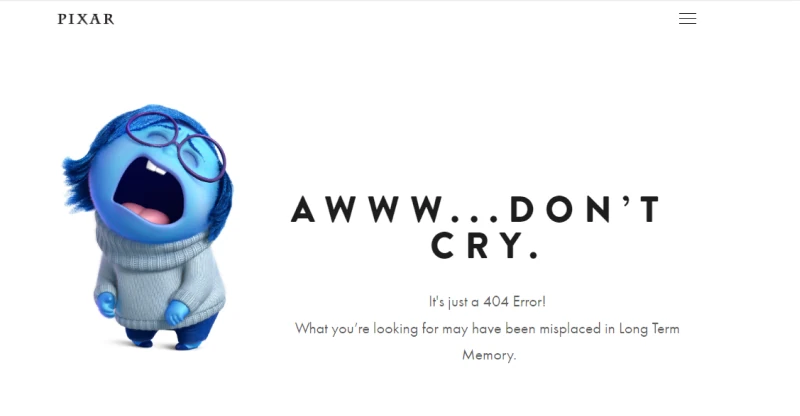 Pixar's Supercure Branded 404 Page Screenshot