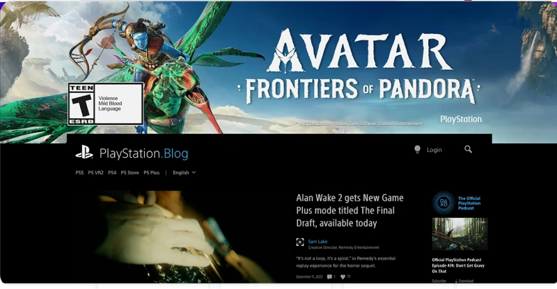 PlayStation Blog Screenshot