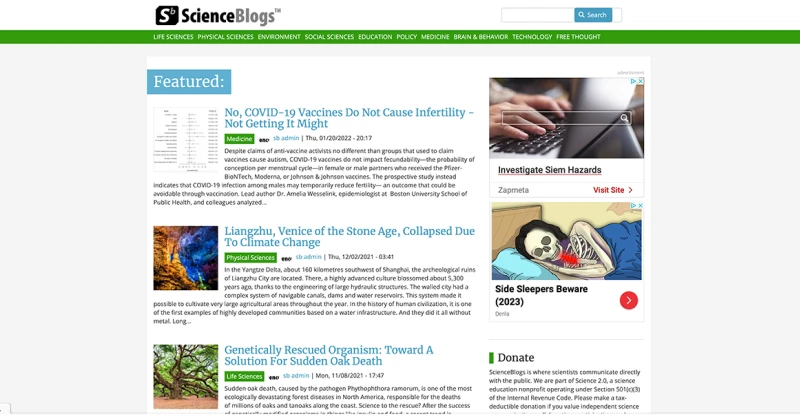 ScienceBlogs Blog Screenshot