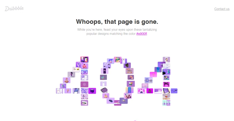 Screenshot of Dribble's Creative 404 Page
