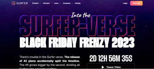 SurferSEO Black Friday Frenzy website screenshot