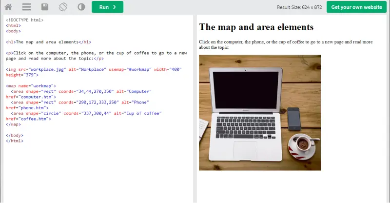 W3Schools Usemap Img Tag Implementation