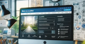 a web developer's office, focused on web accessibility