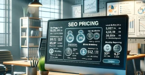 an SEO consultant's workspace, focused on pricing