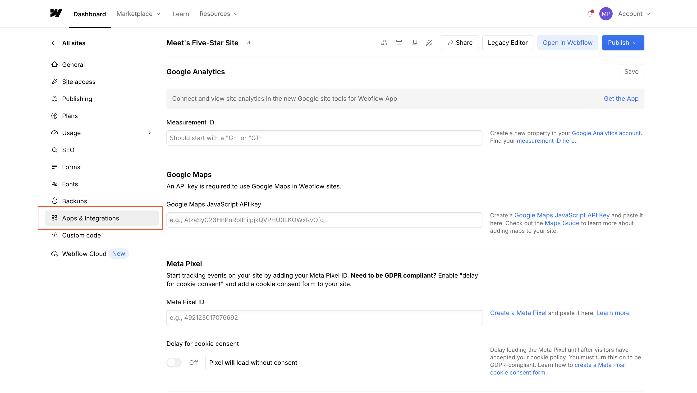 Step 2: Click Apps and Integrations