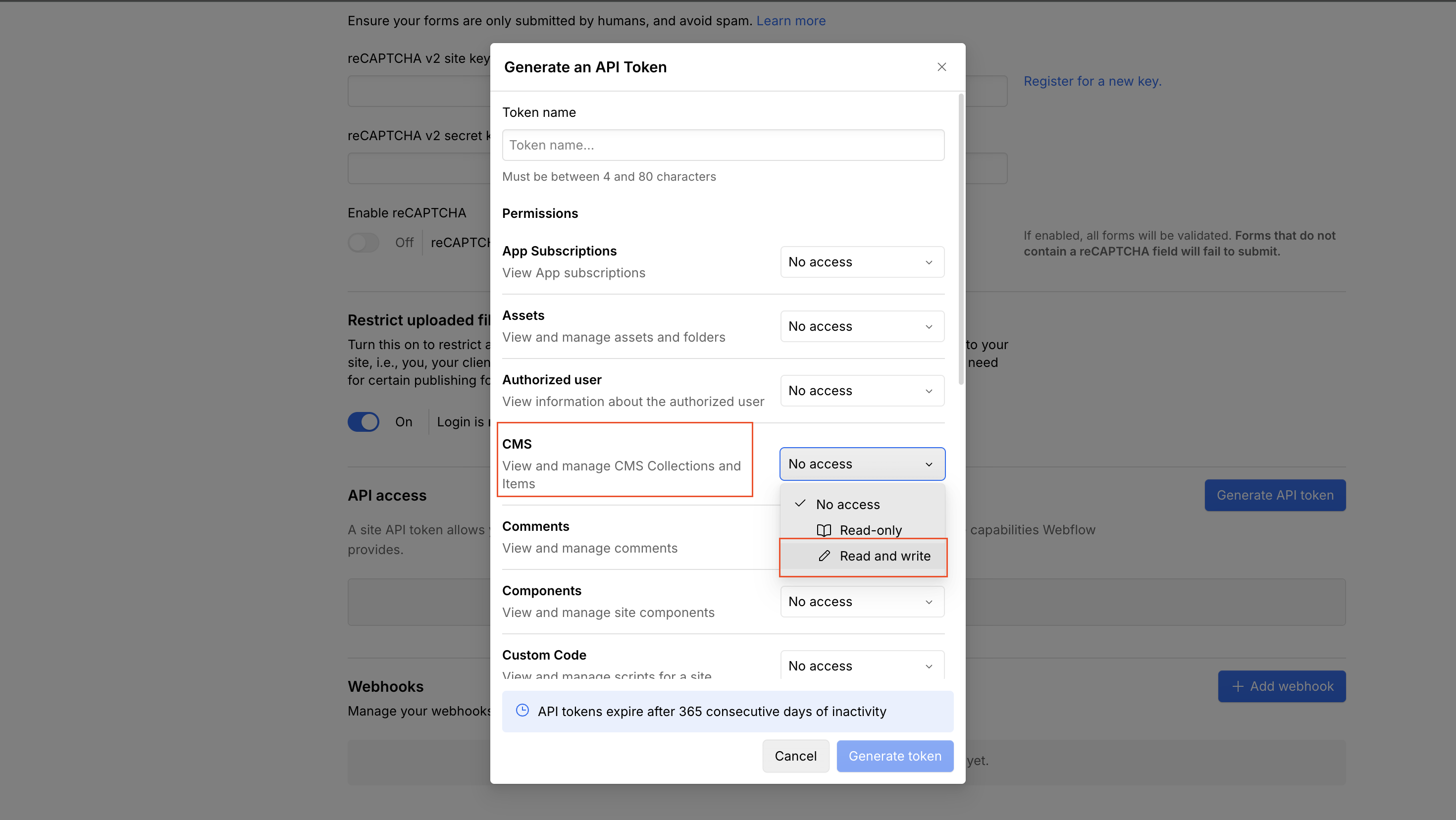 Step 5: Set CMS to Read and write