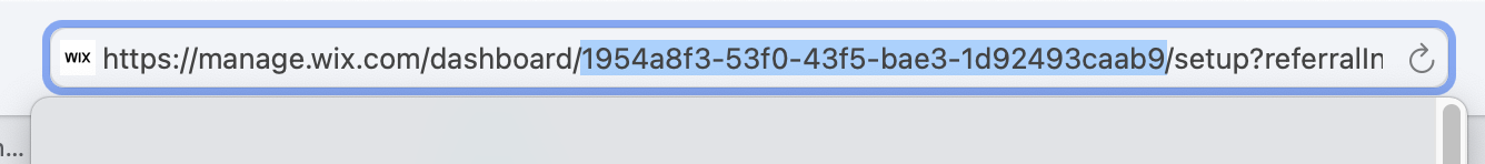 Step 1: Copy Site ID from Wix dashboard URL