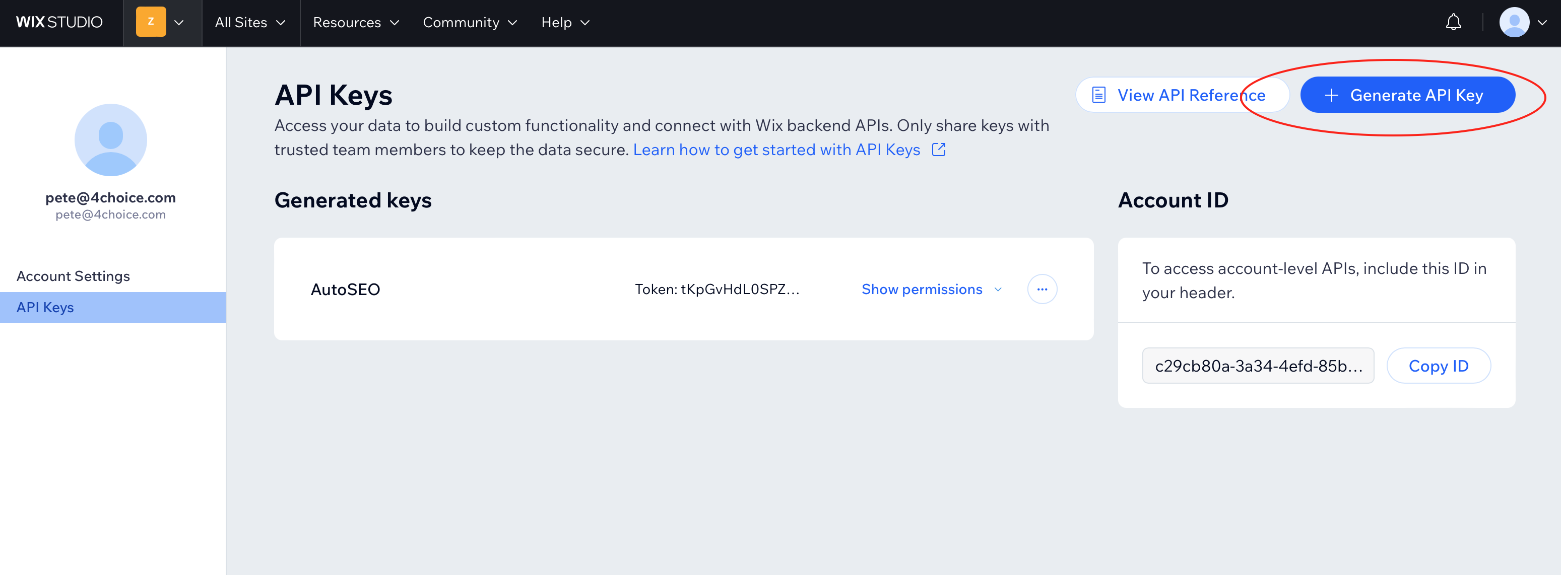 Step 4: Click Generate API Key button