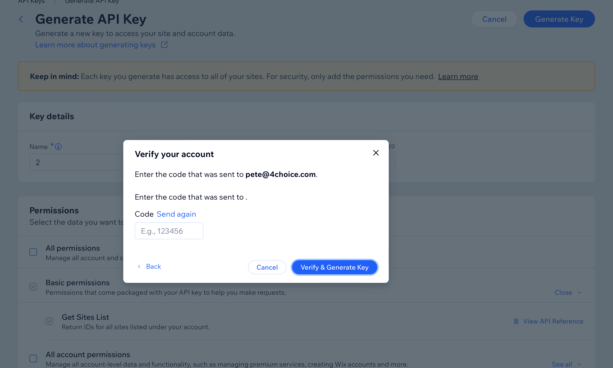 Step 7b: Enter verification code