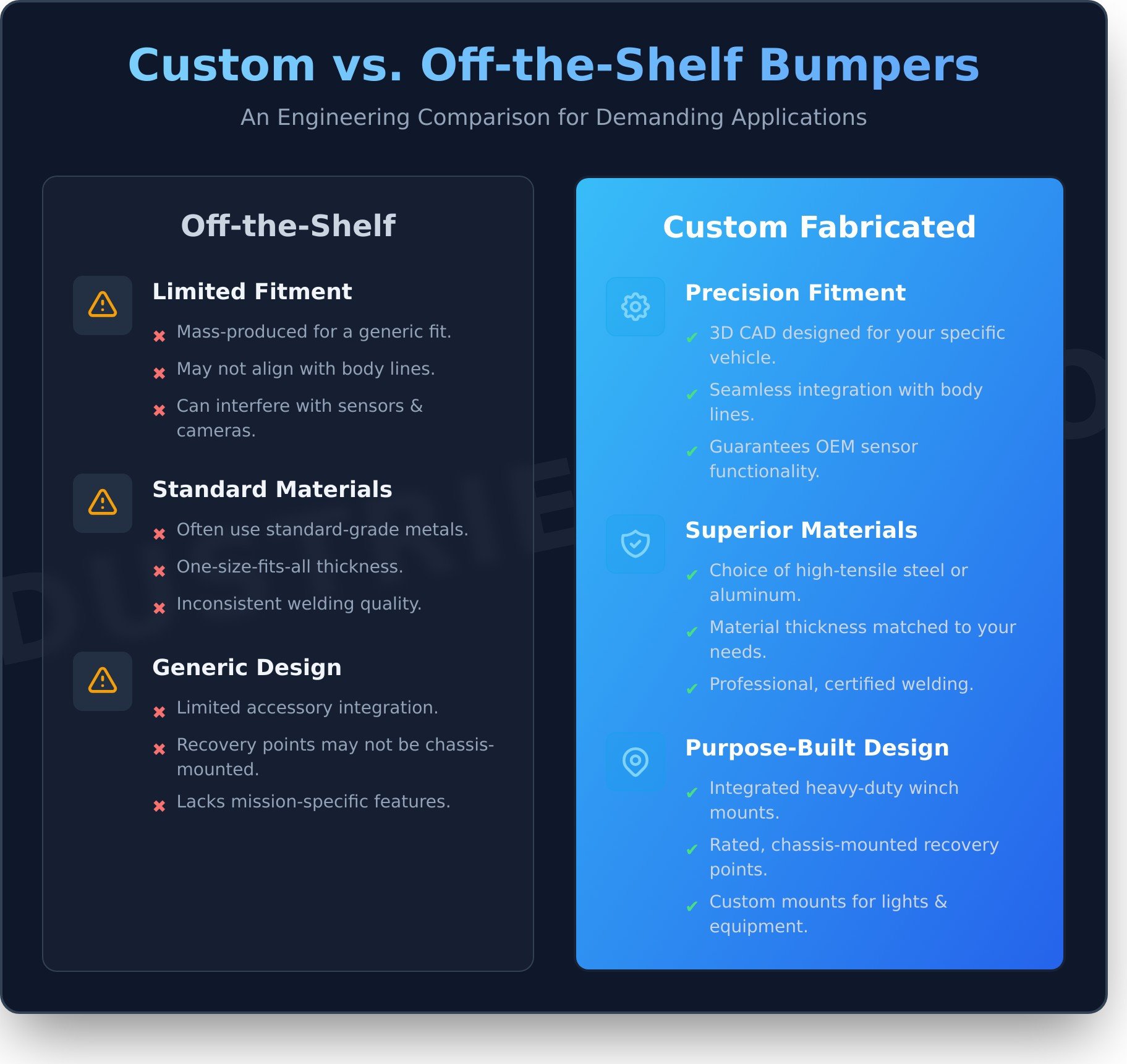 Custom bull bars and bumpers