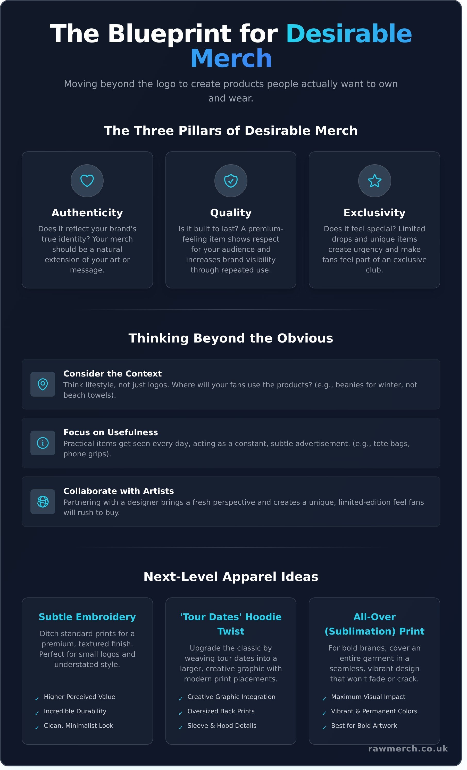 Cool merch infographic - visual guide