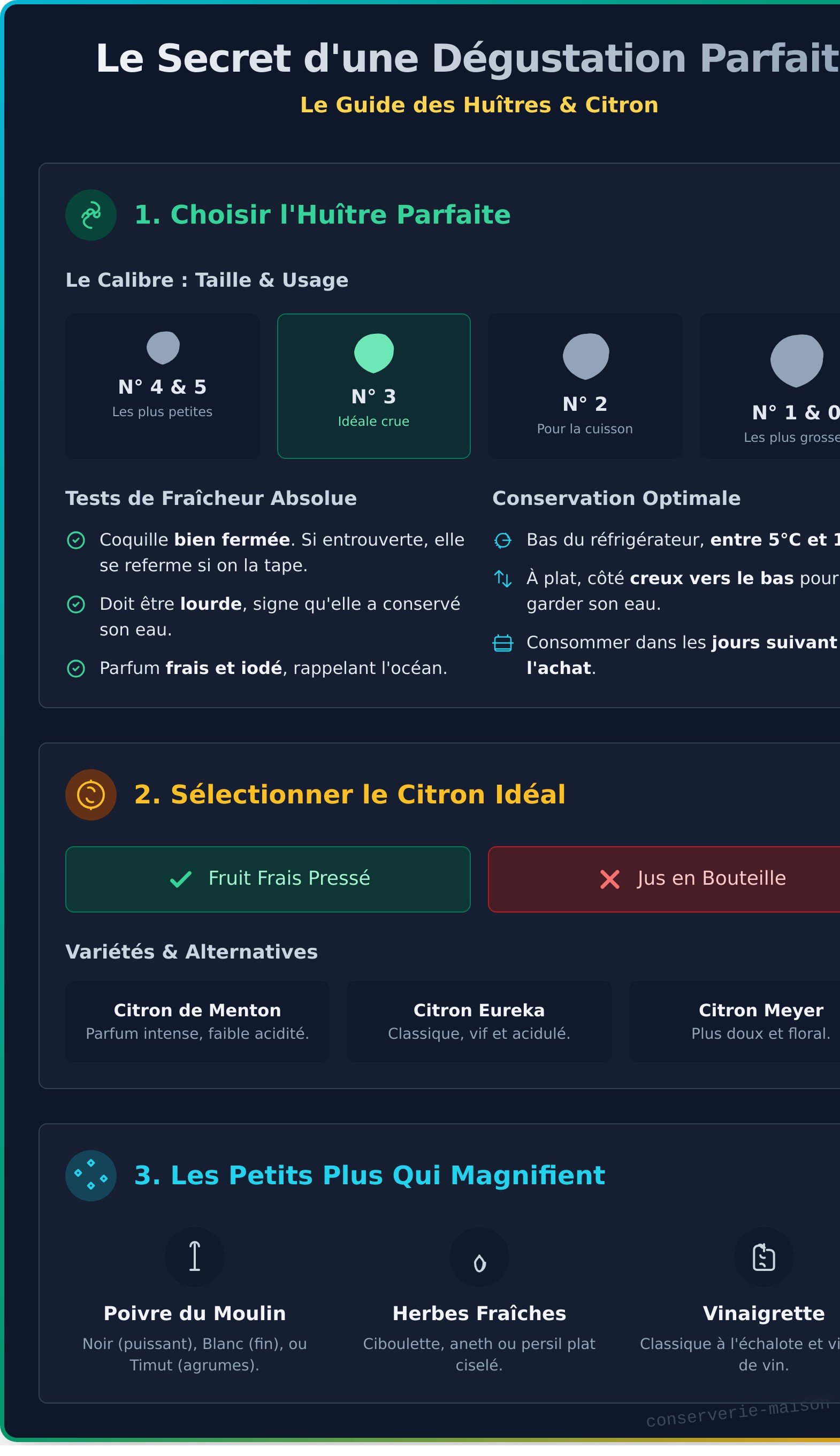 Huitres au citron infographic - visual guide