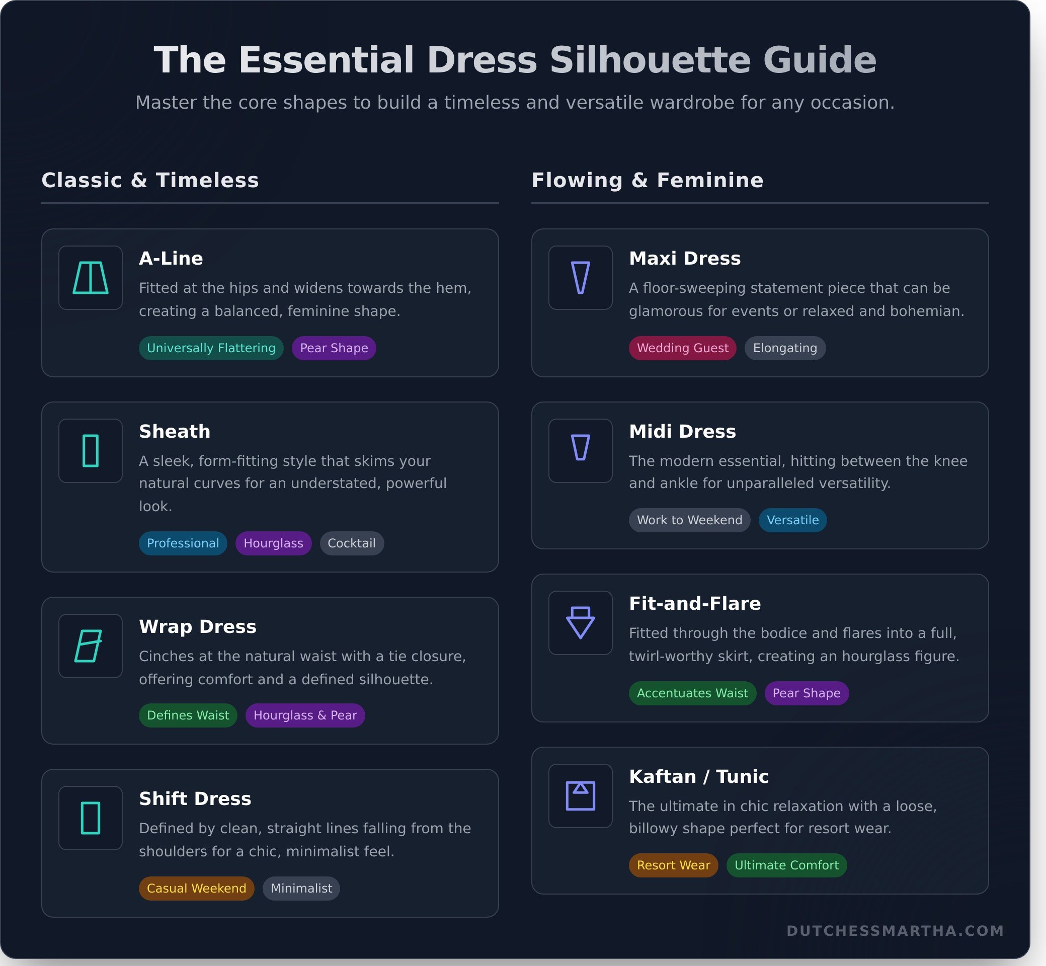 Dresses infographic - visual guide