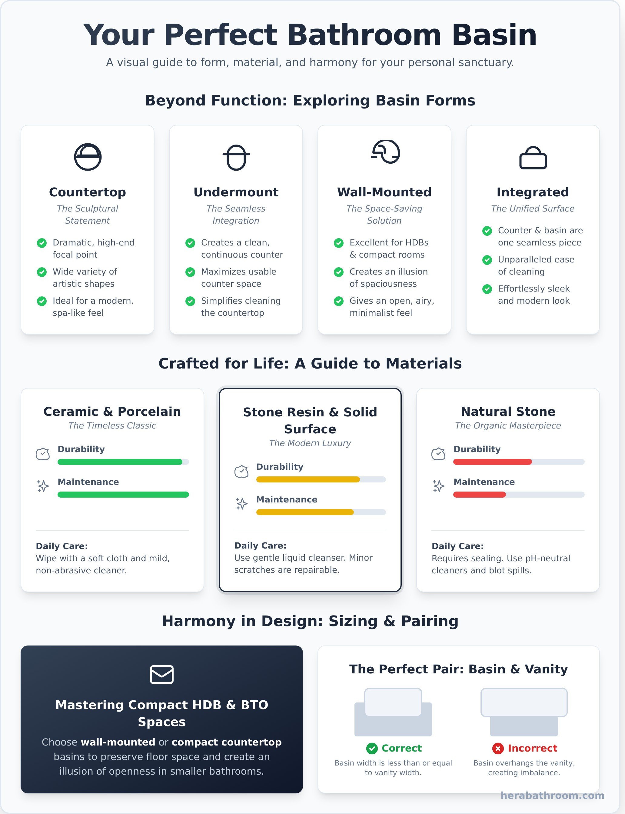 Bathroom basin singapore infographic - visual guide