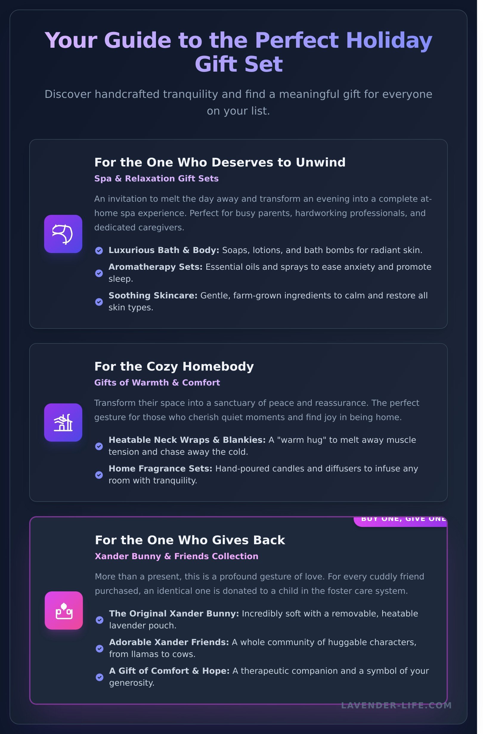 Shop holiday gift sets infographic - visual guide