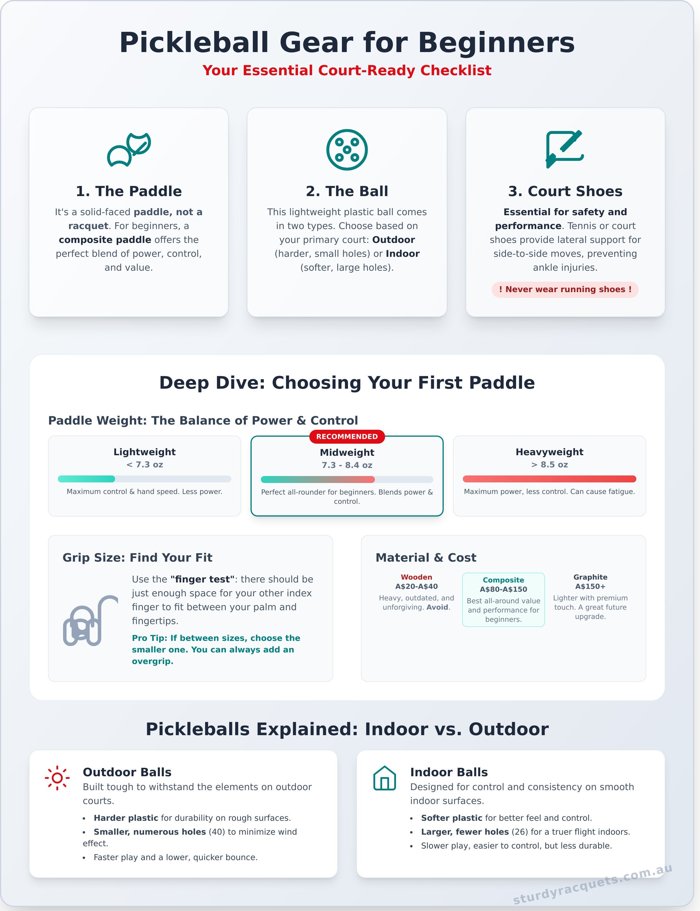 Pickleball equipment infographic - visual guide