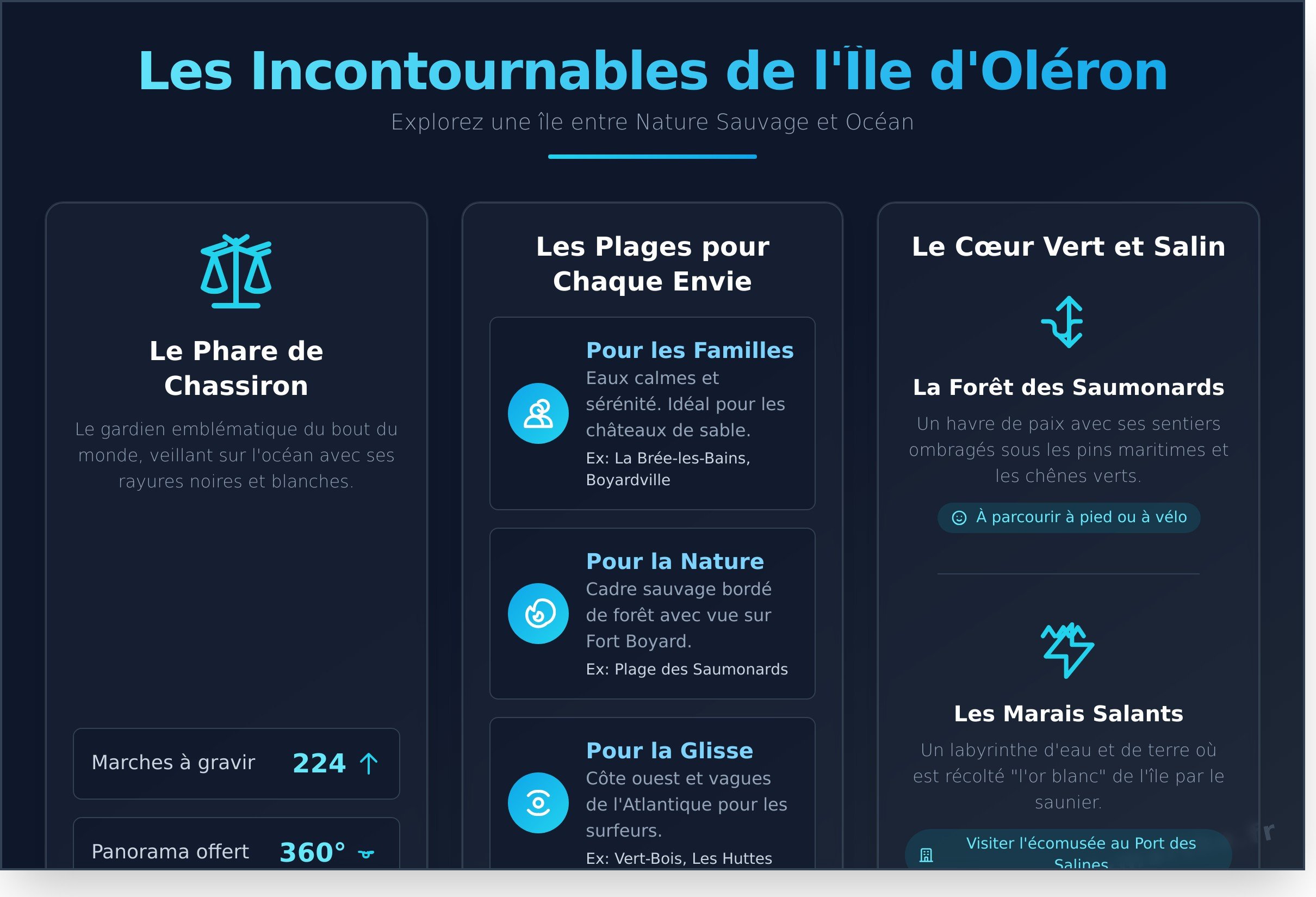 Quoi faire sur Oléron? infographic - visual guide