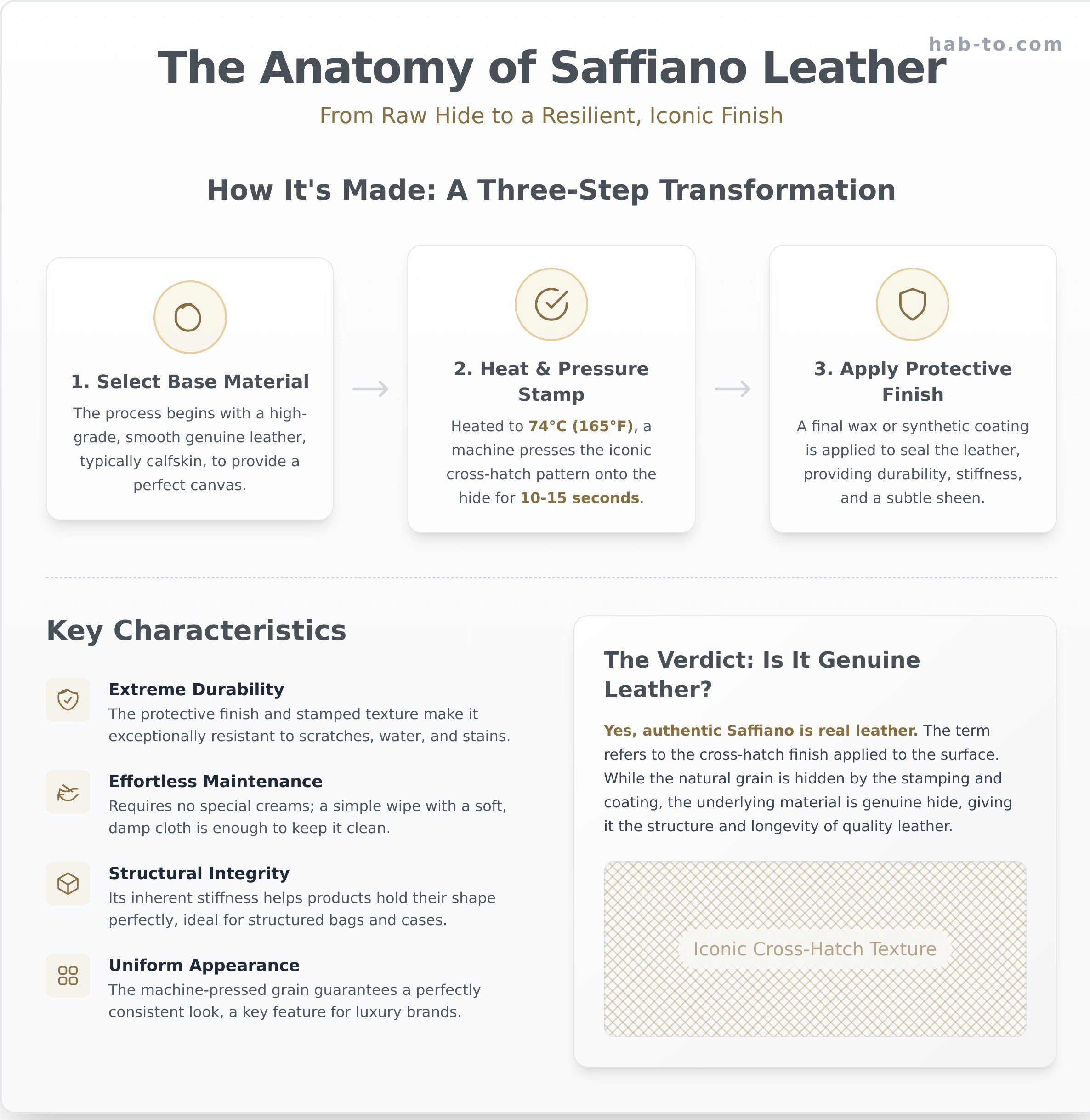 What is saffiano leather infographic - visual guide