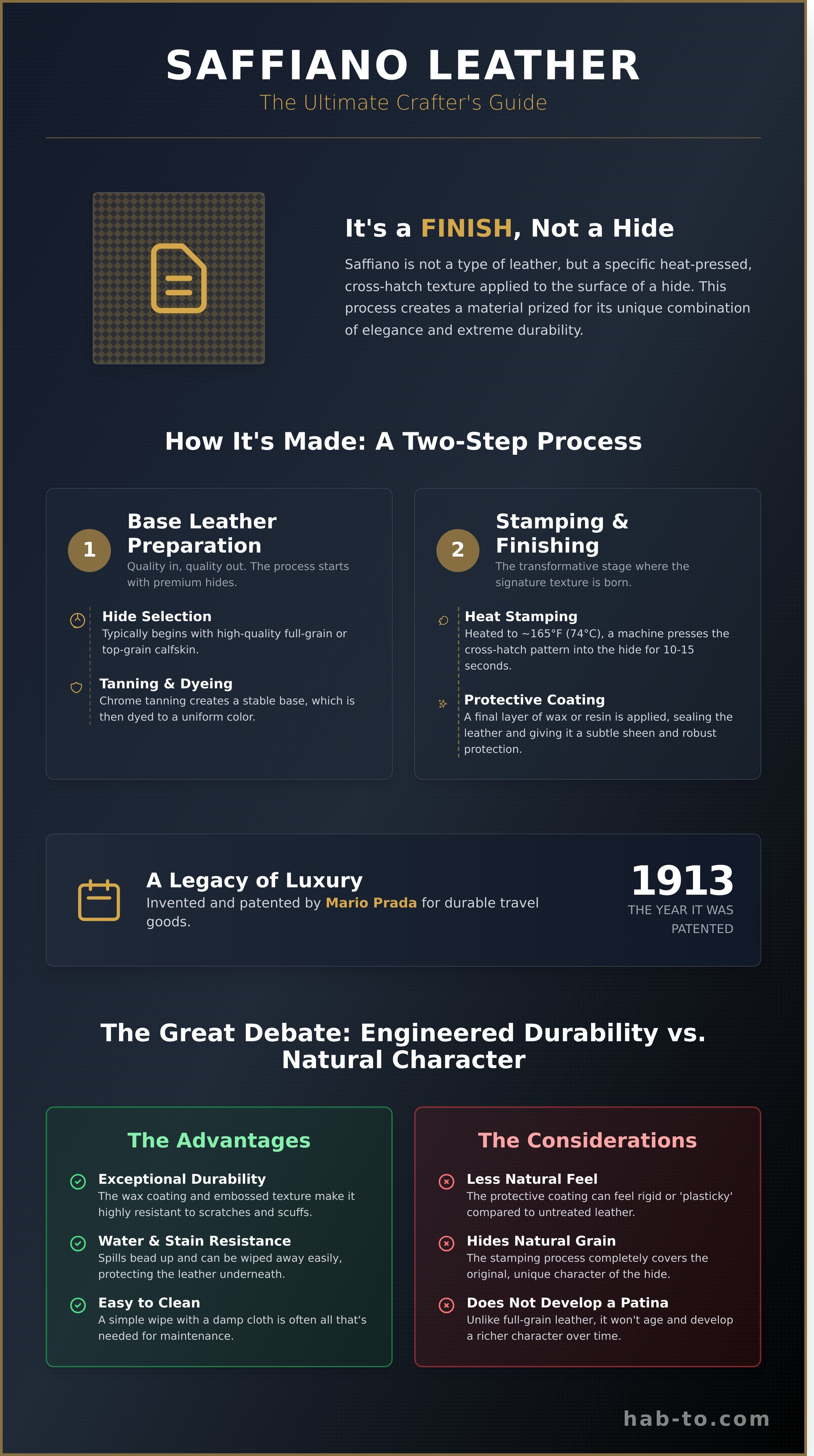 What is saffiano leather infographic - visual guide