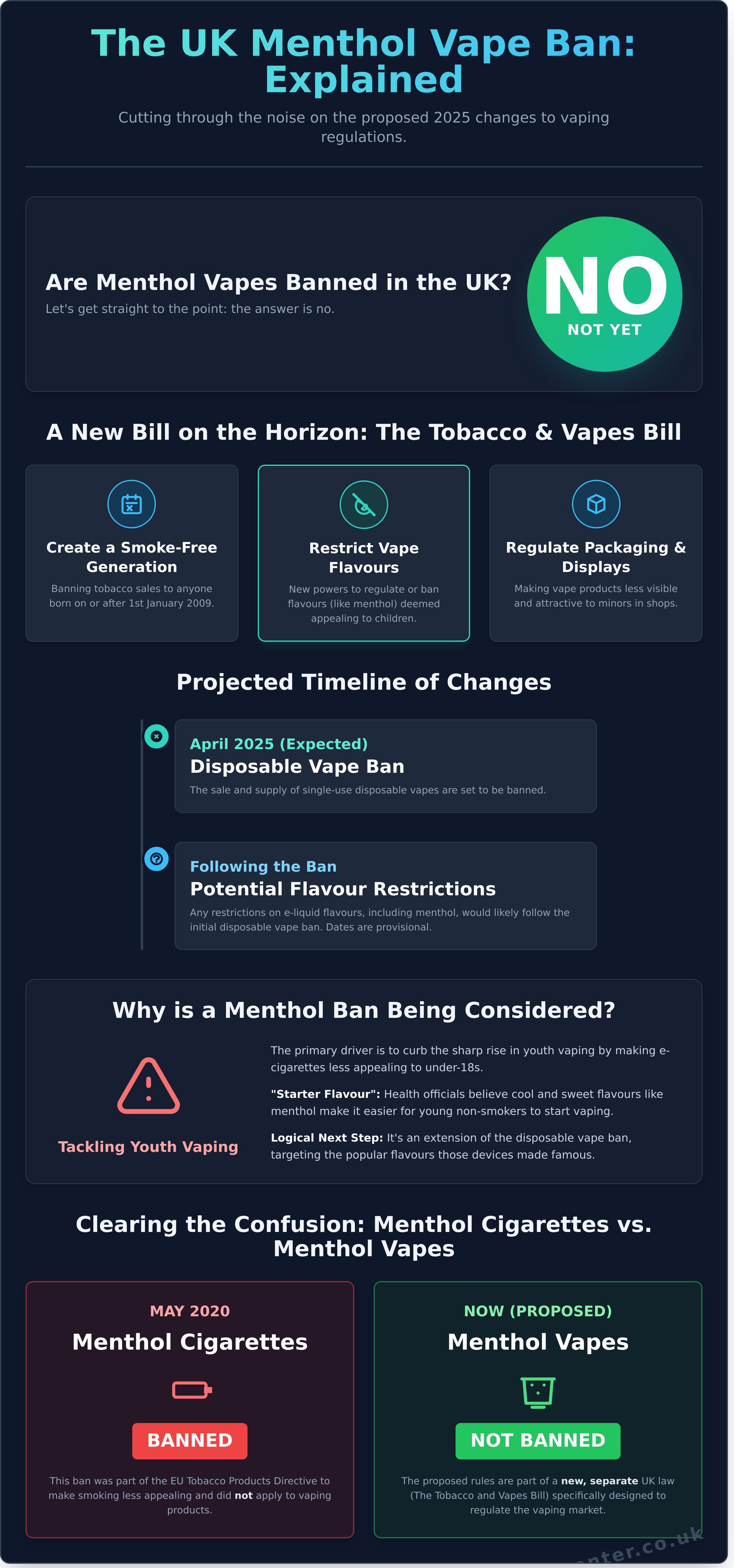 Menthol vape juice ban uk update infographic - visual guide