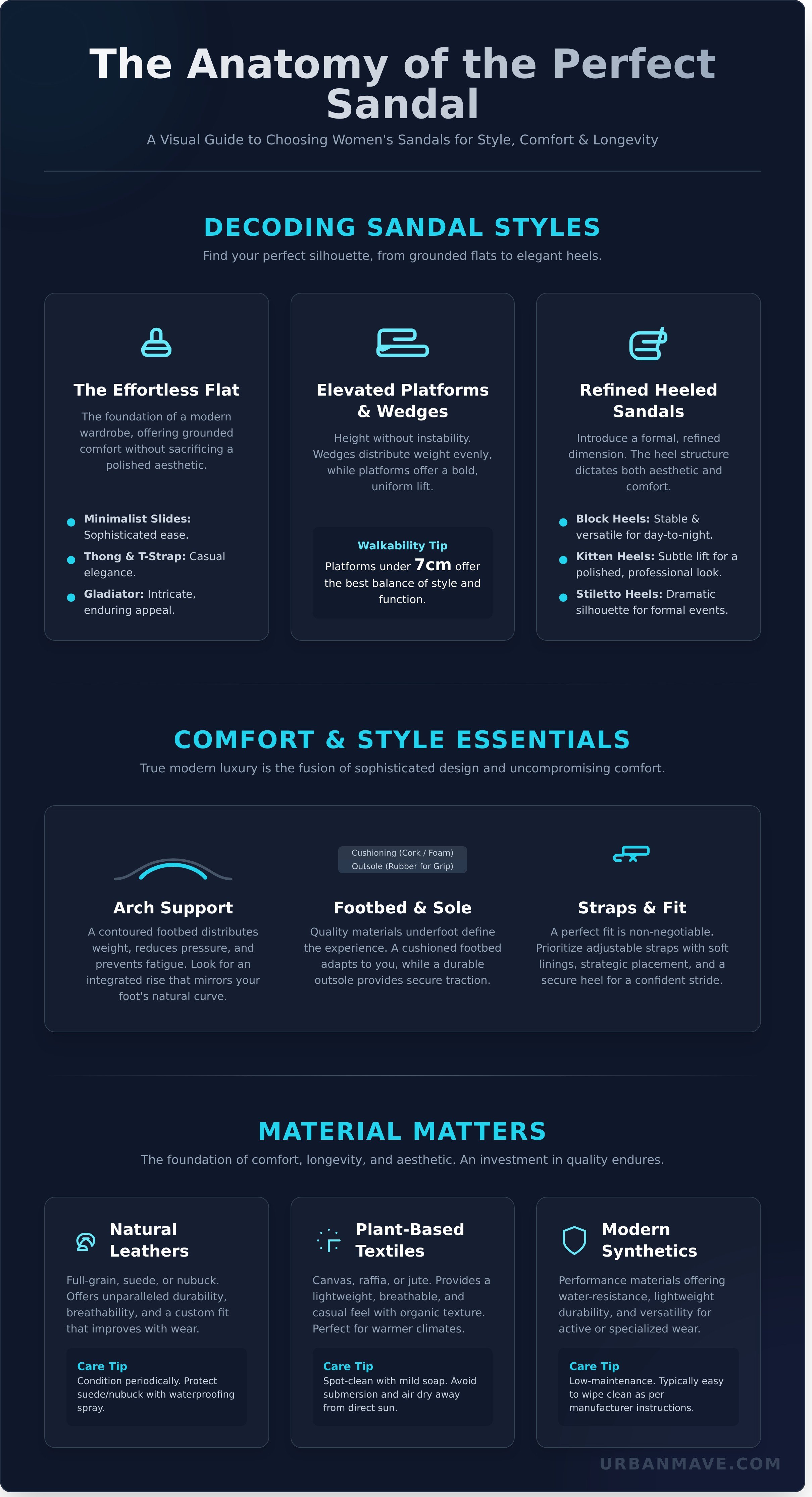 Sandals for women infographic - visual guide