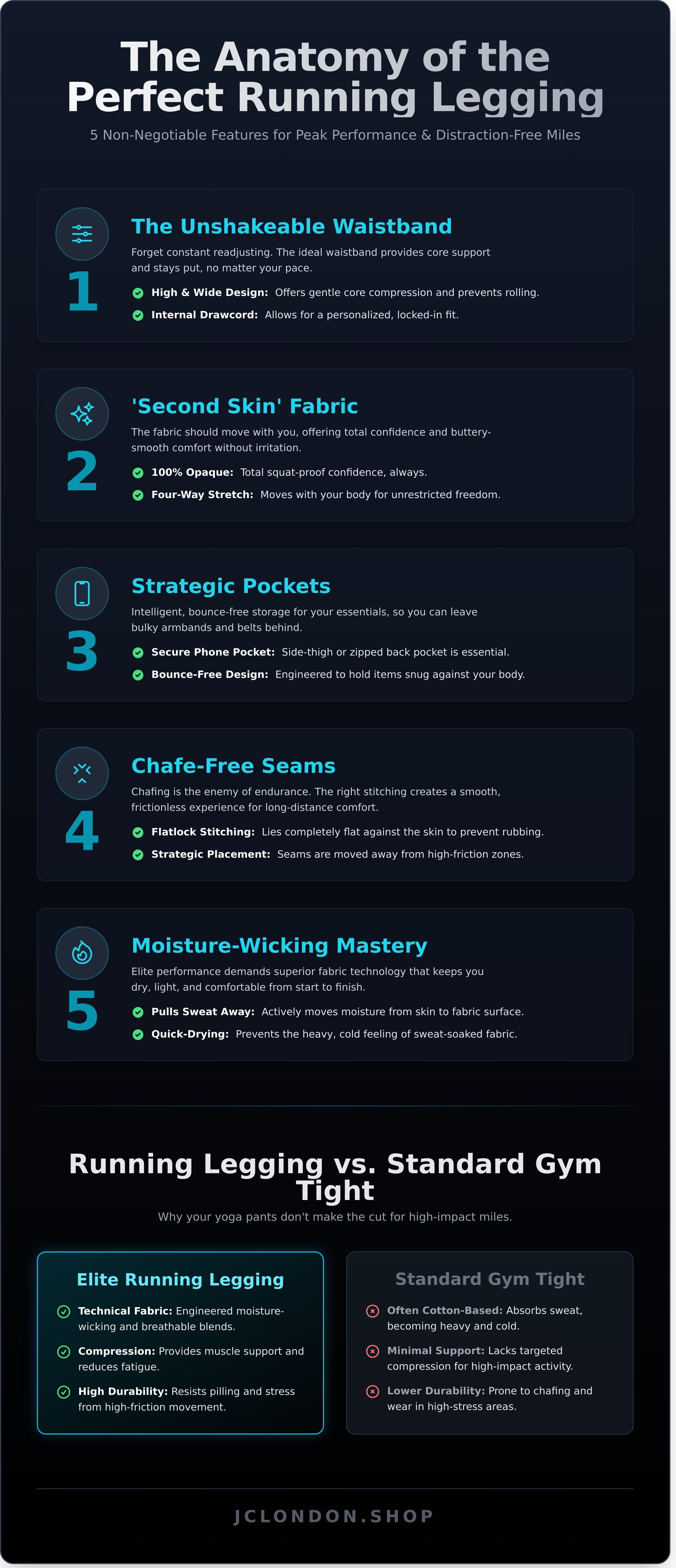 Best running leggings for women infographic - visual guide