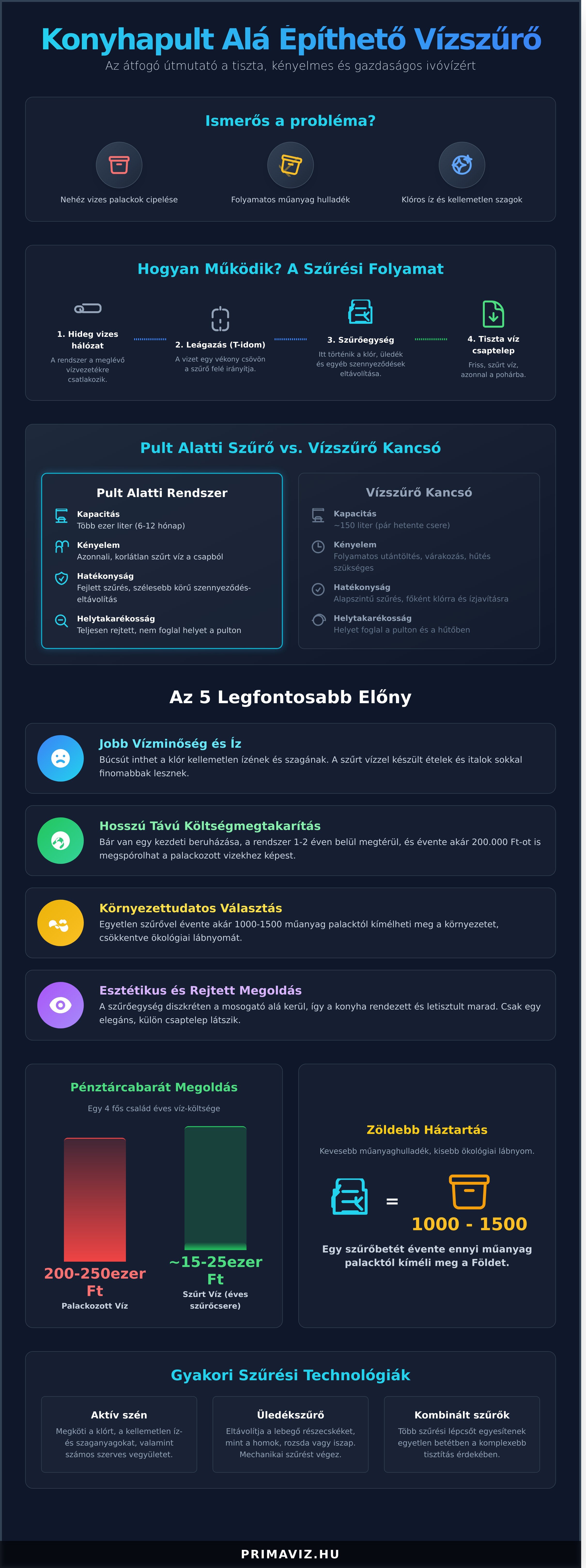 Konyhapult alá építhető vízszűrő