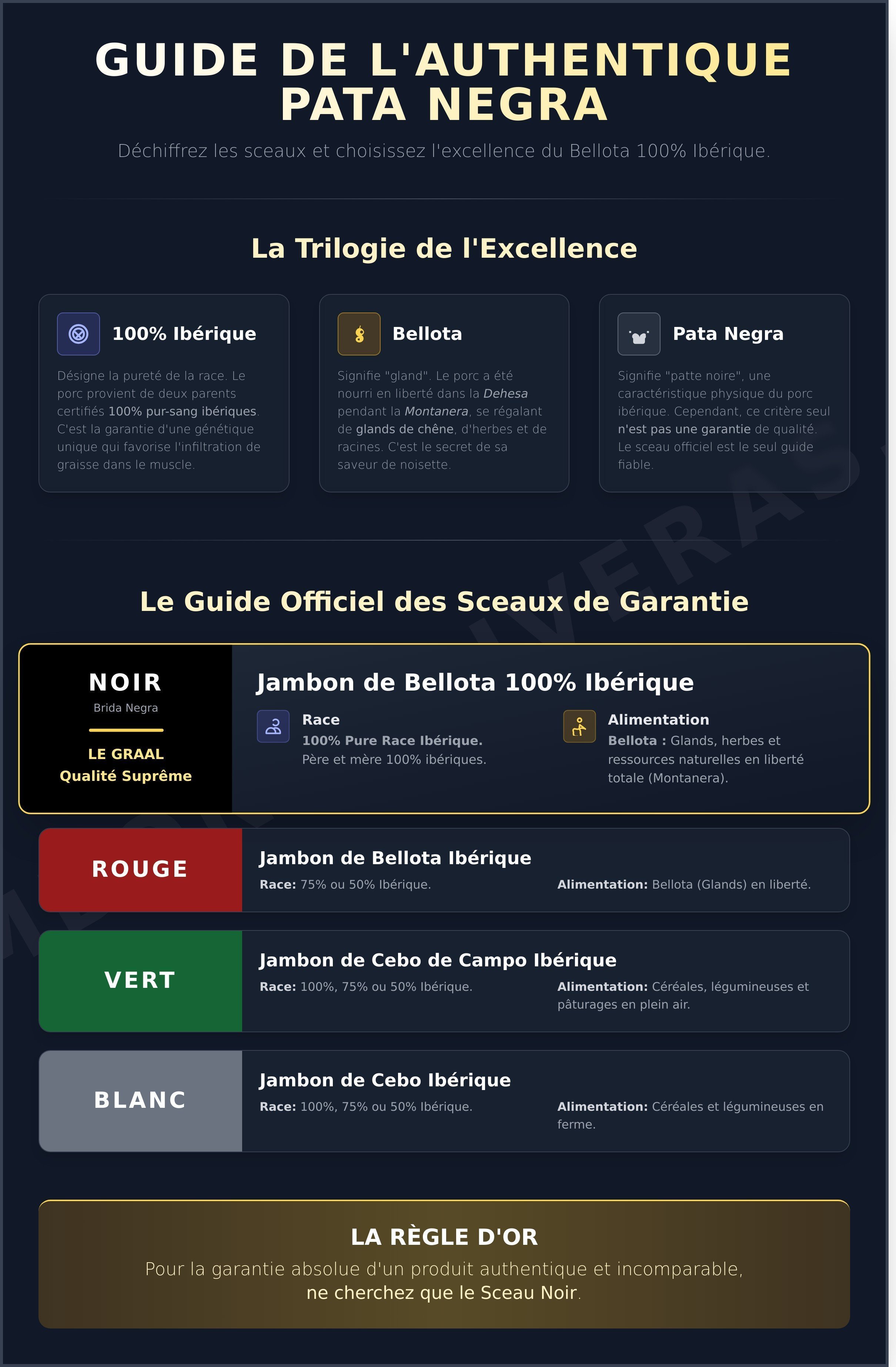 Jambon pata negra bellota 100% ibérique infographic - visual guide