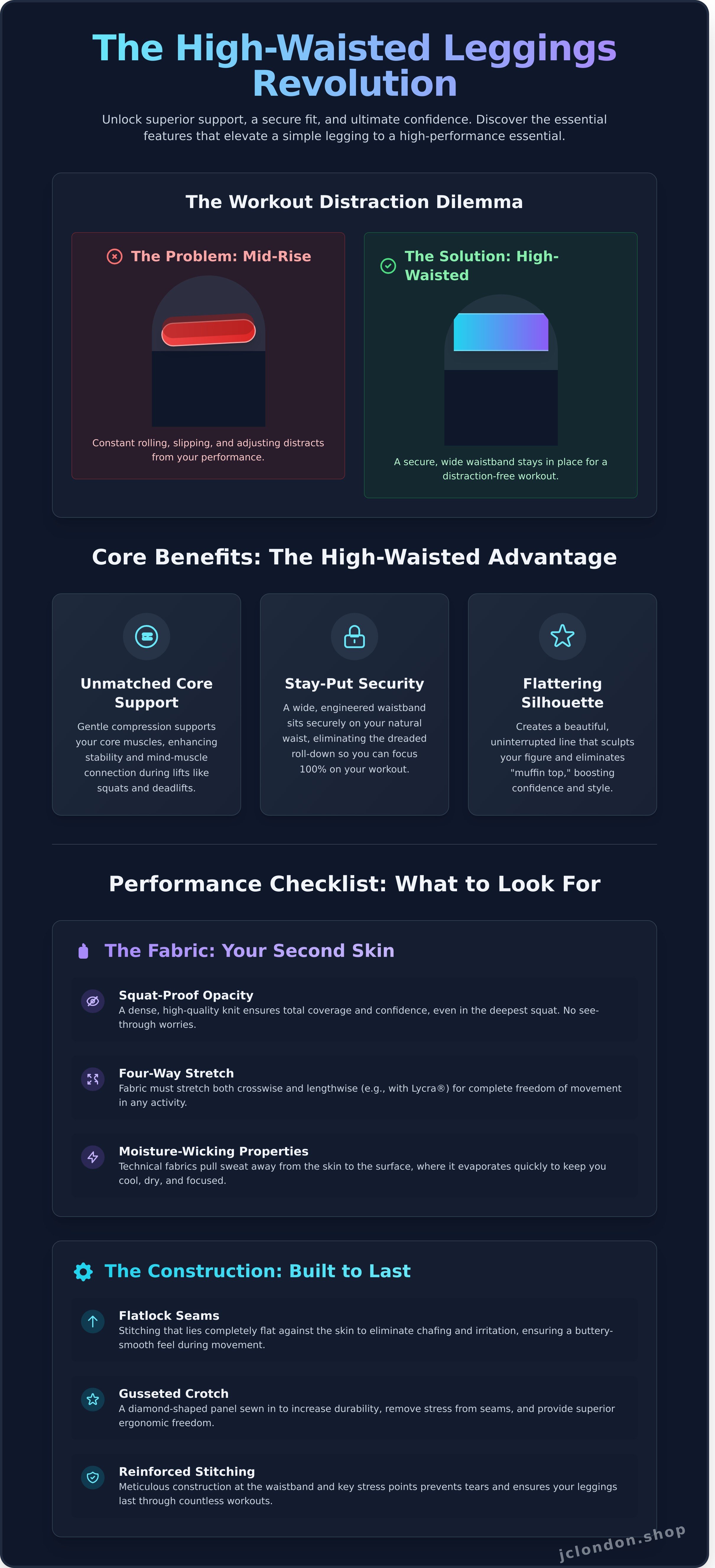 High waisted gym leggings uk infographic - visual guide