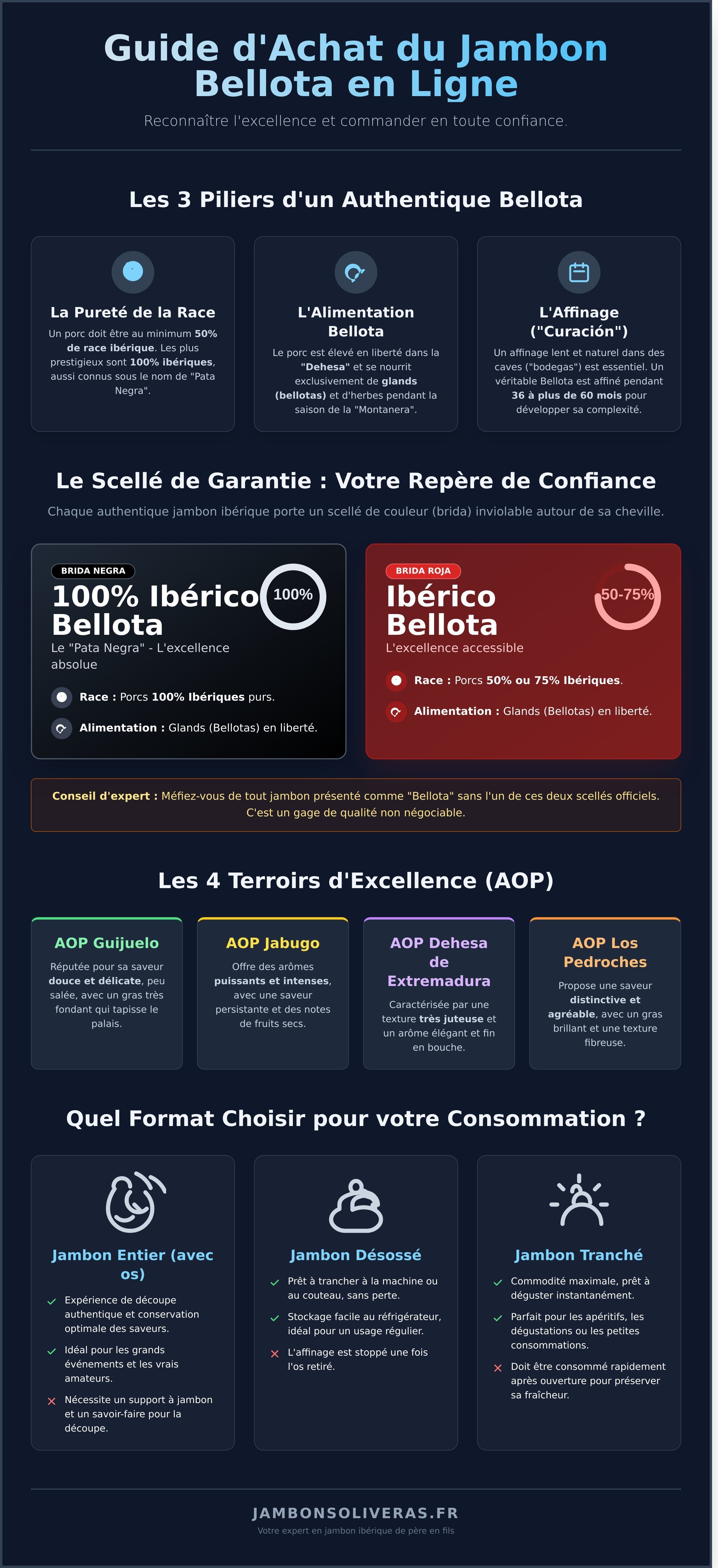 Jambon ibérique bellota en ligne infographic - visual guide