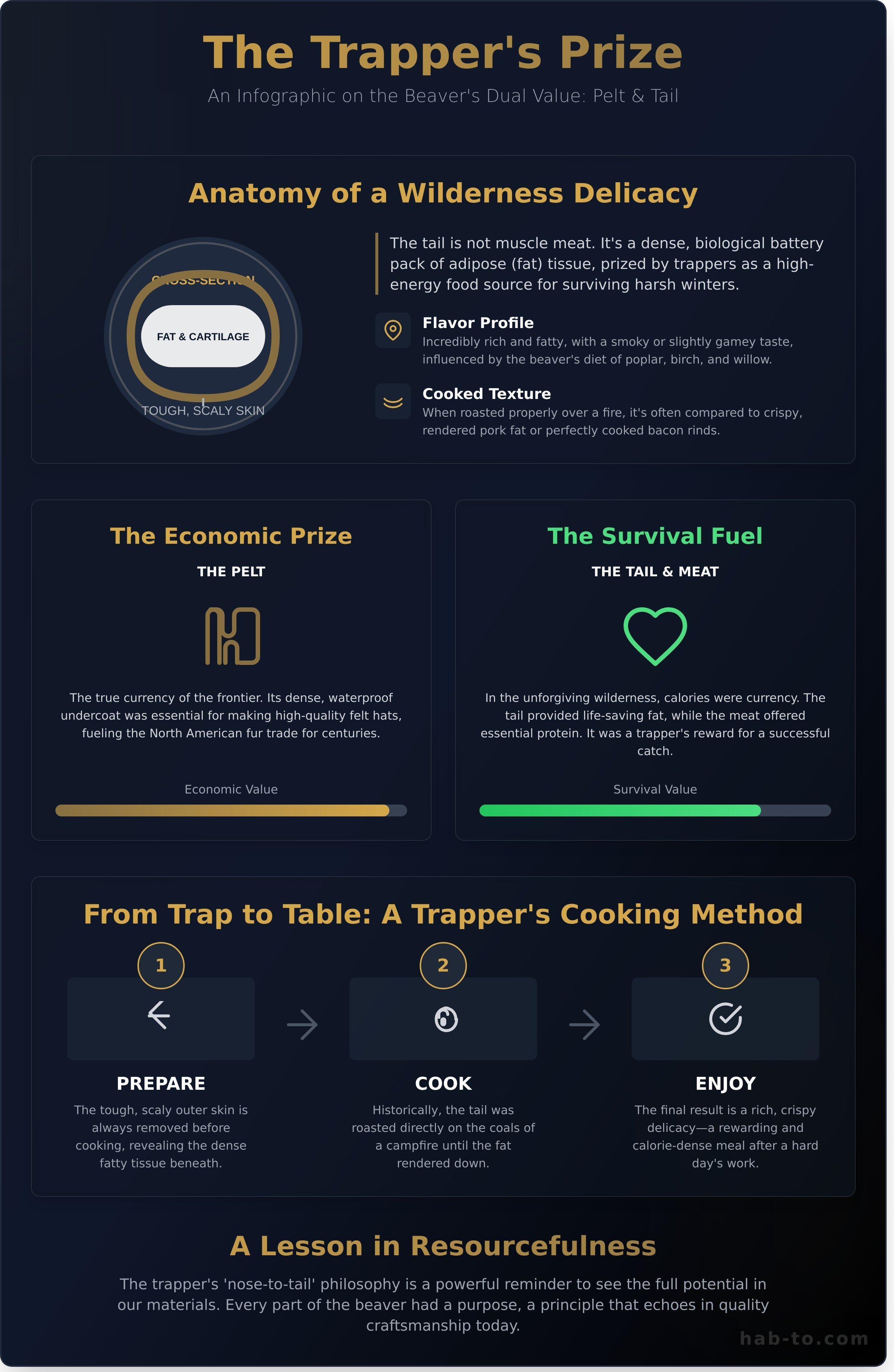 Beaver tail meat infographic - visual guide