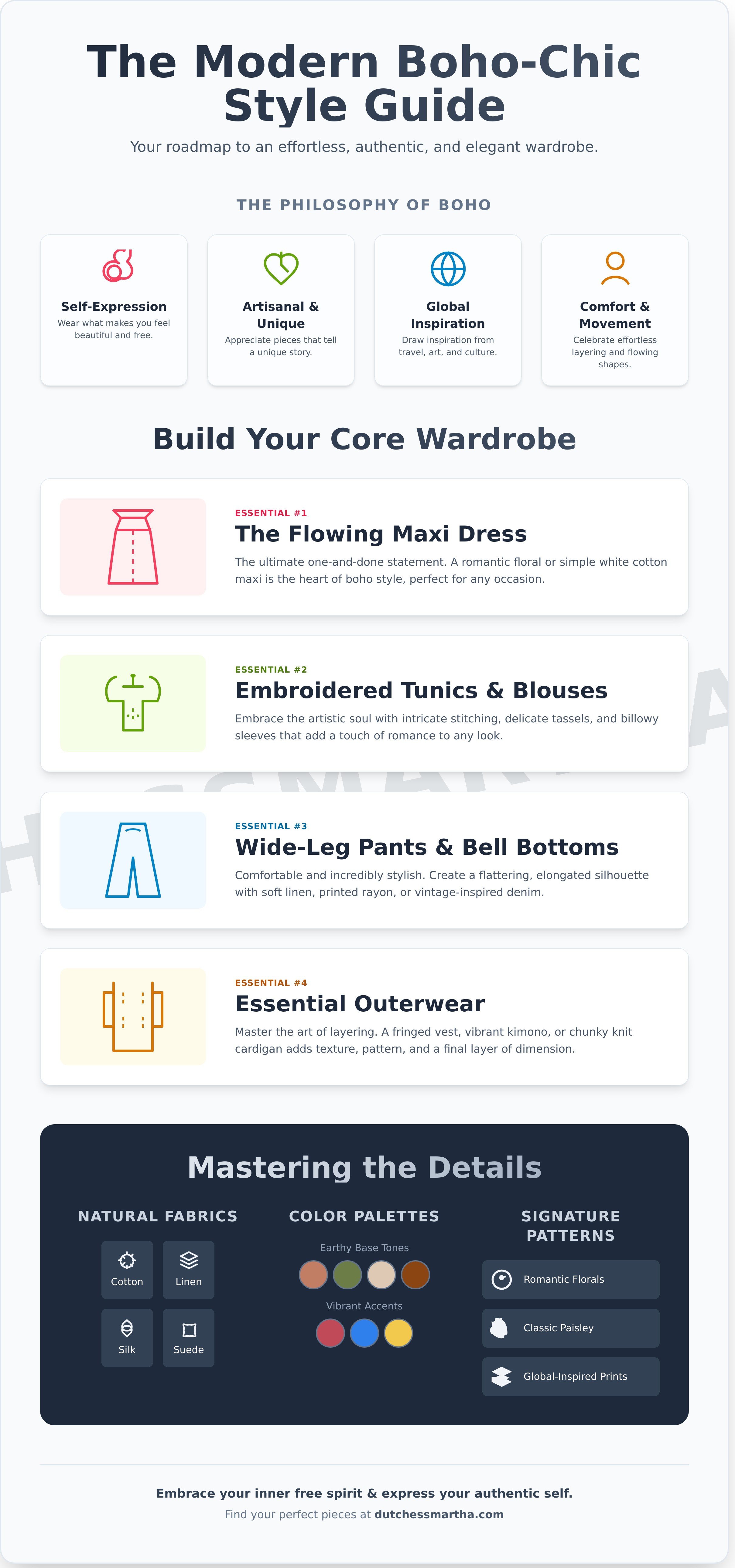 Boho clothing infographic - visual guide