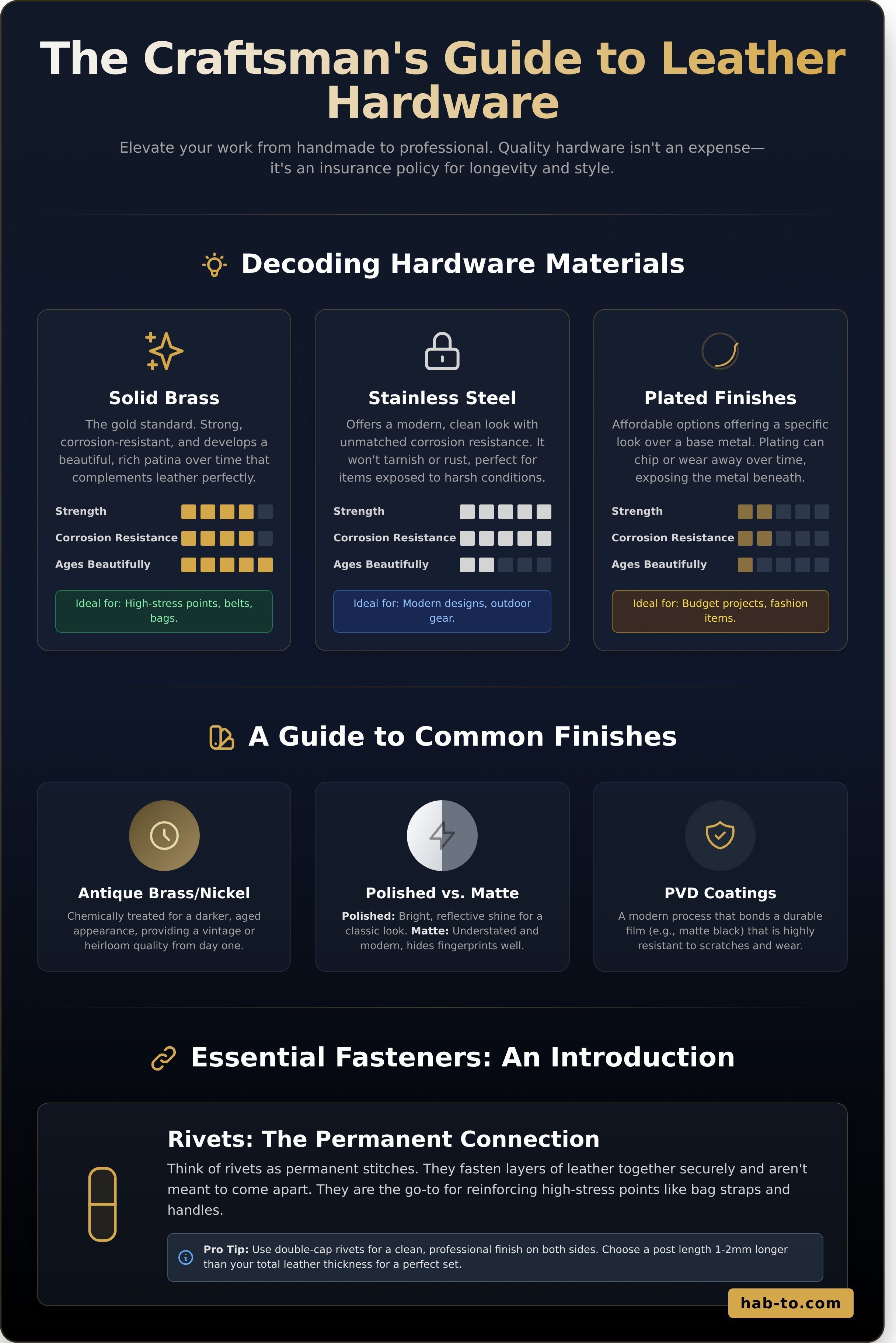 Leather hardware infographic - visual guide