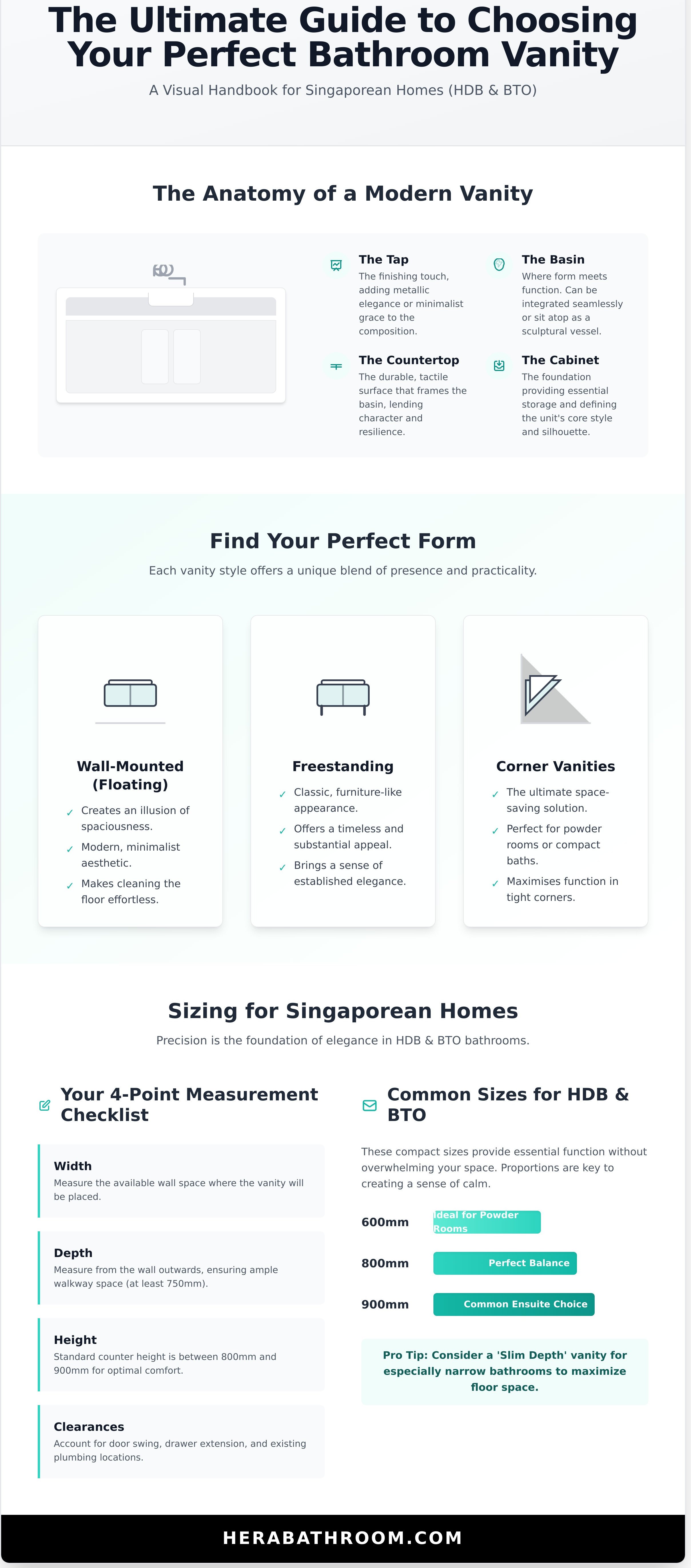 Bathroom vanity singapore infographic - visual guide