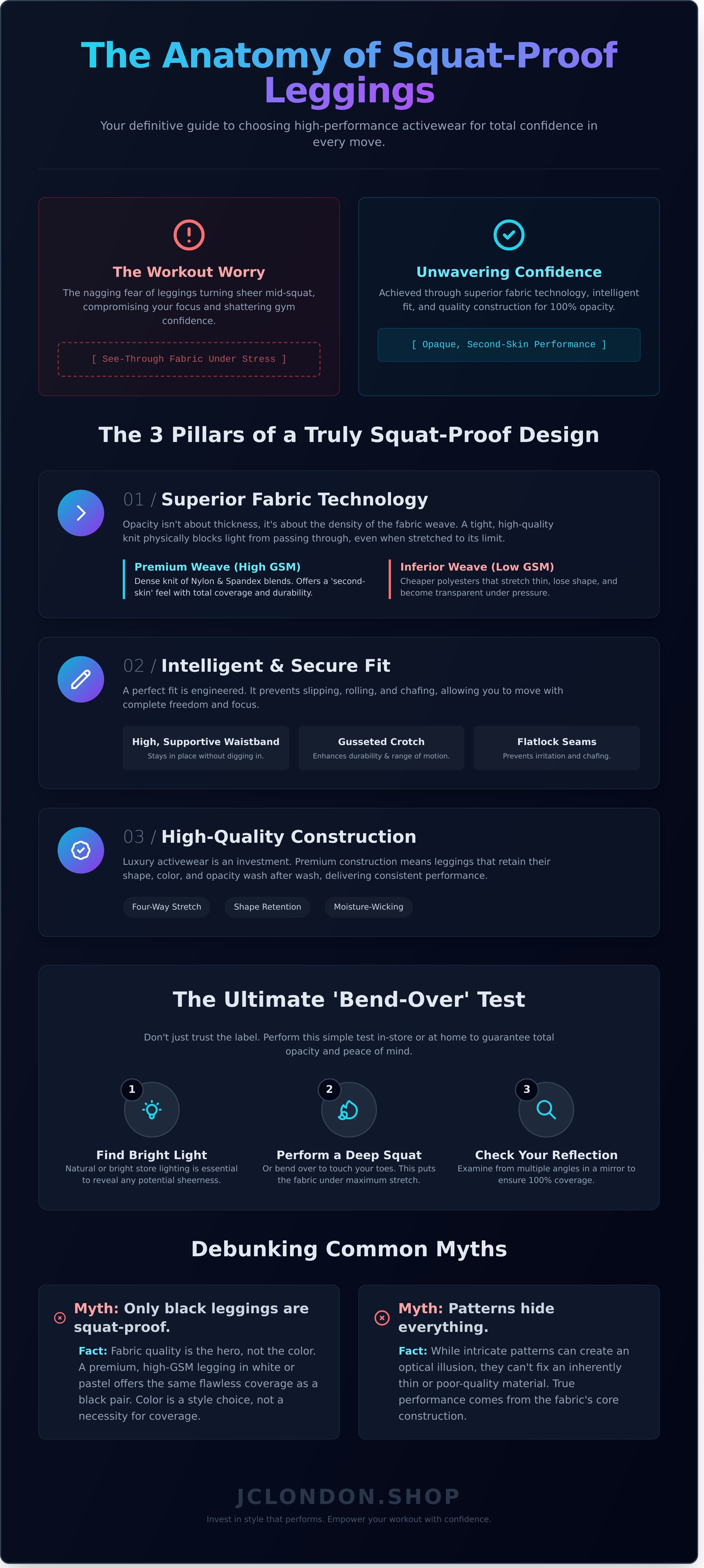 Squat proof leggings uk infographic - visual guide