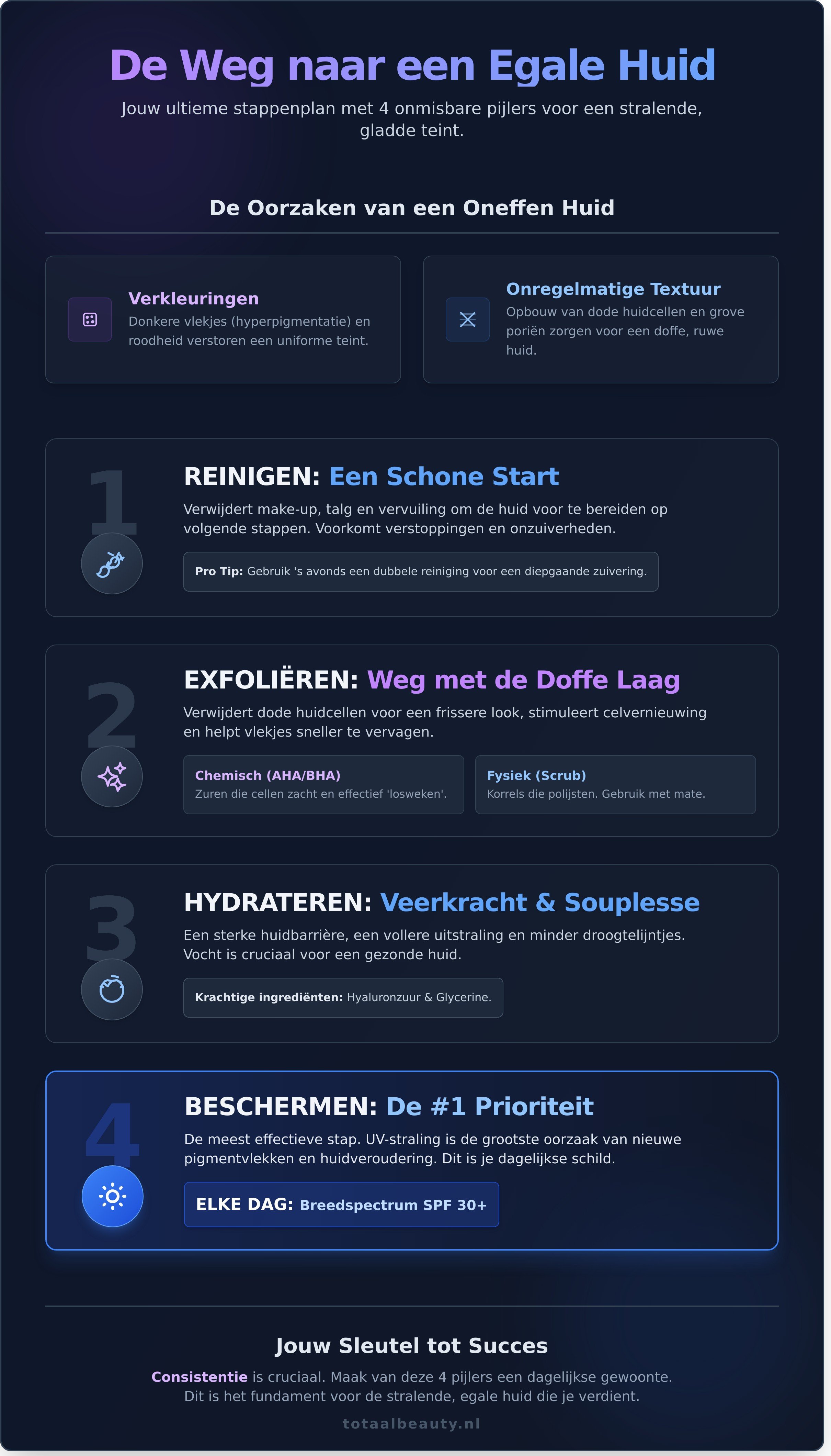 Egale huid krijgen infographic - visual guide