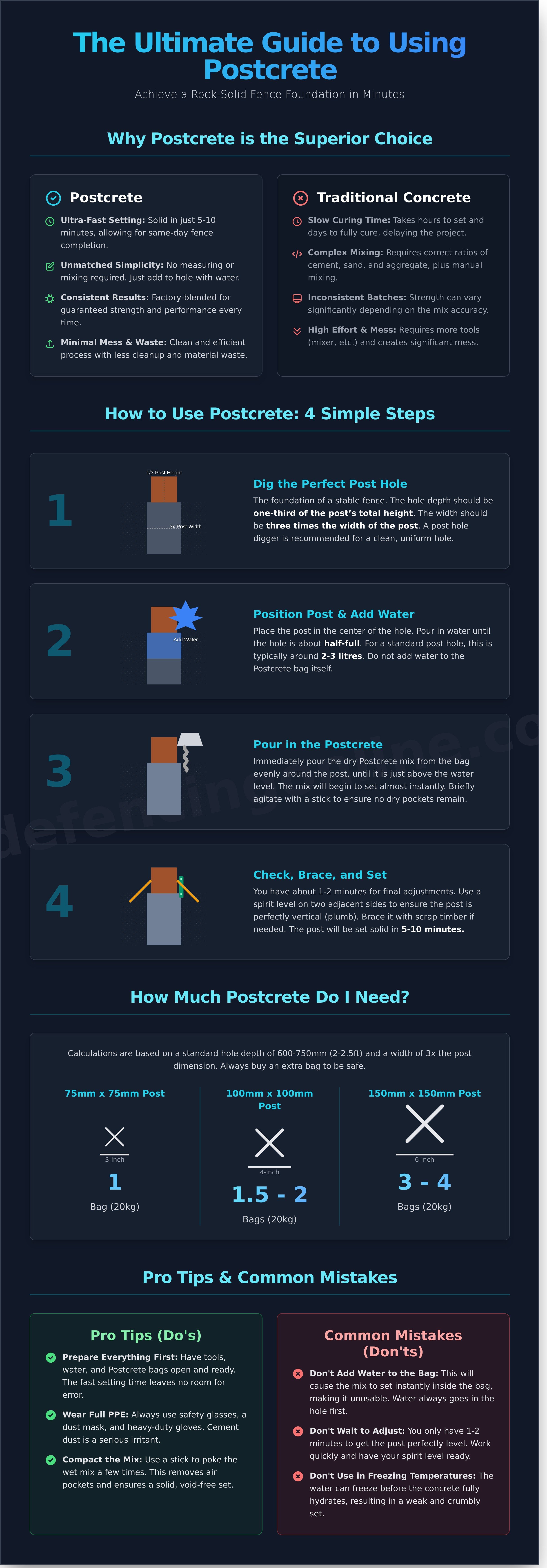 Postcrete infographic - visual guide