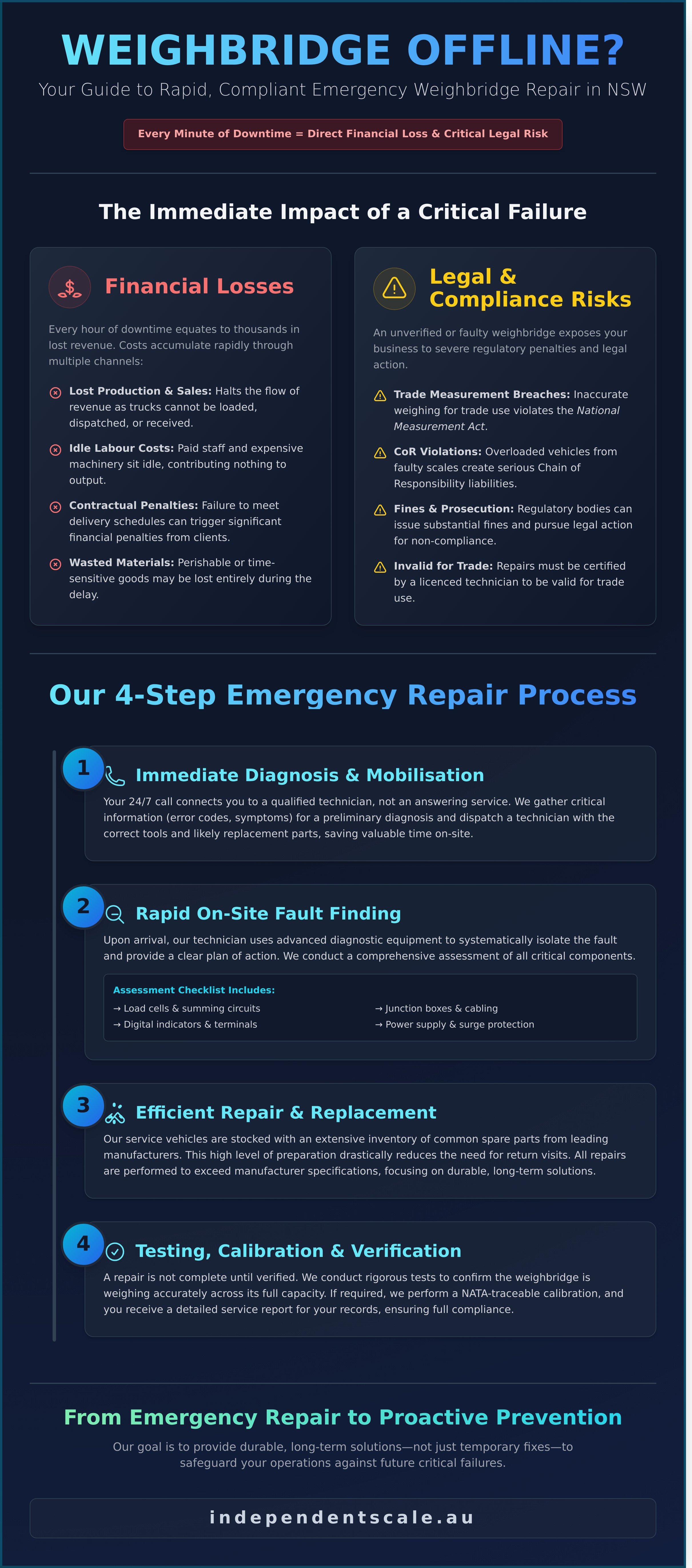 Emergency weighbridge repair NSW infographic - visual guide