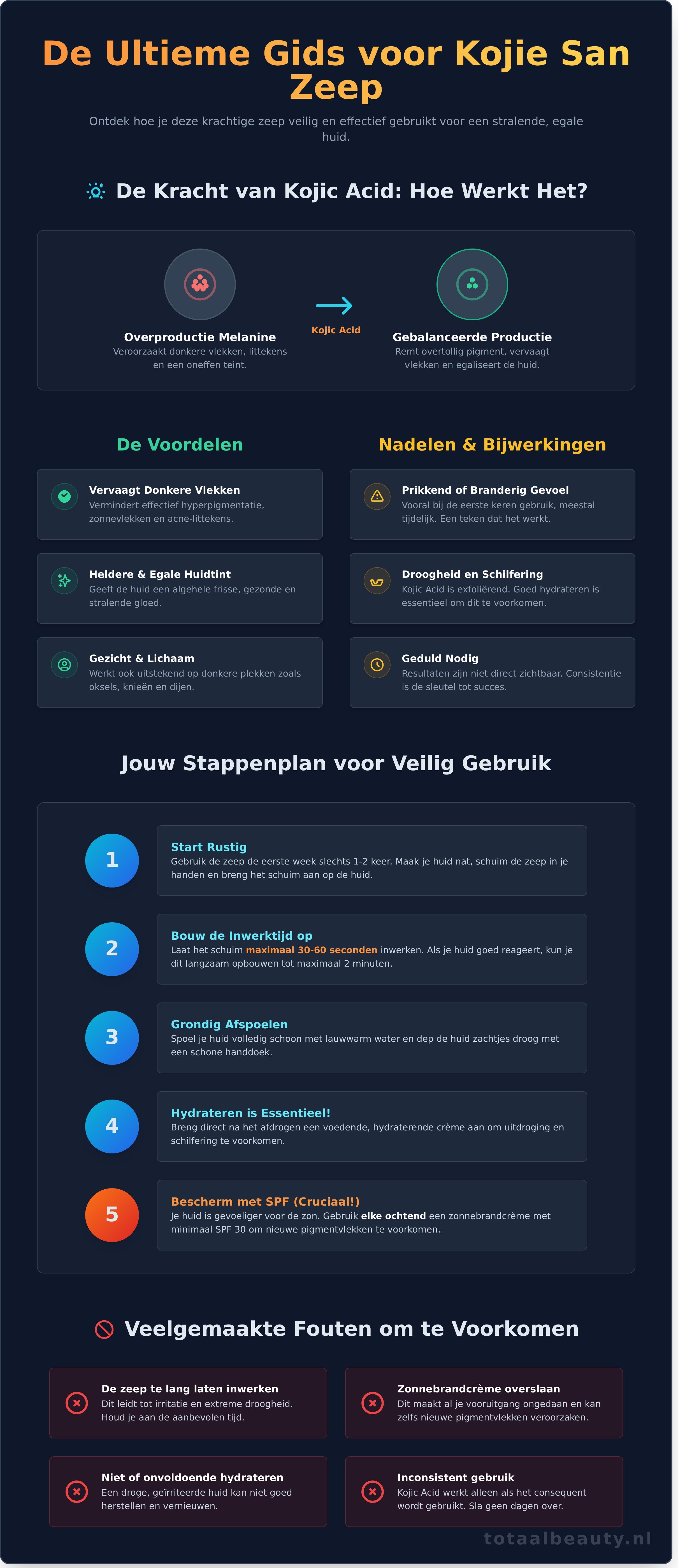 Kojie san zeep ervaringen infographic - visual guide