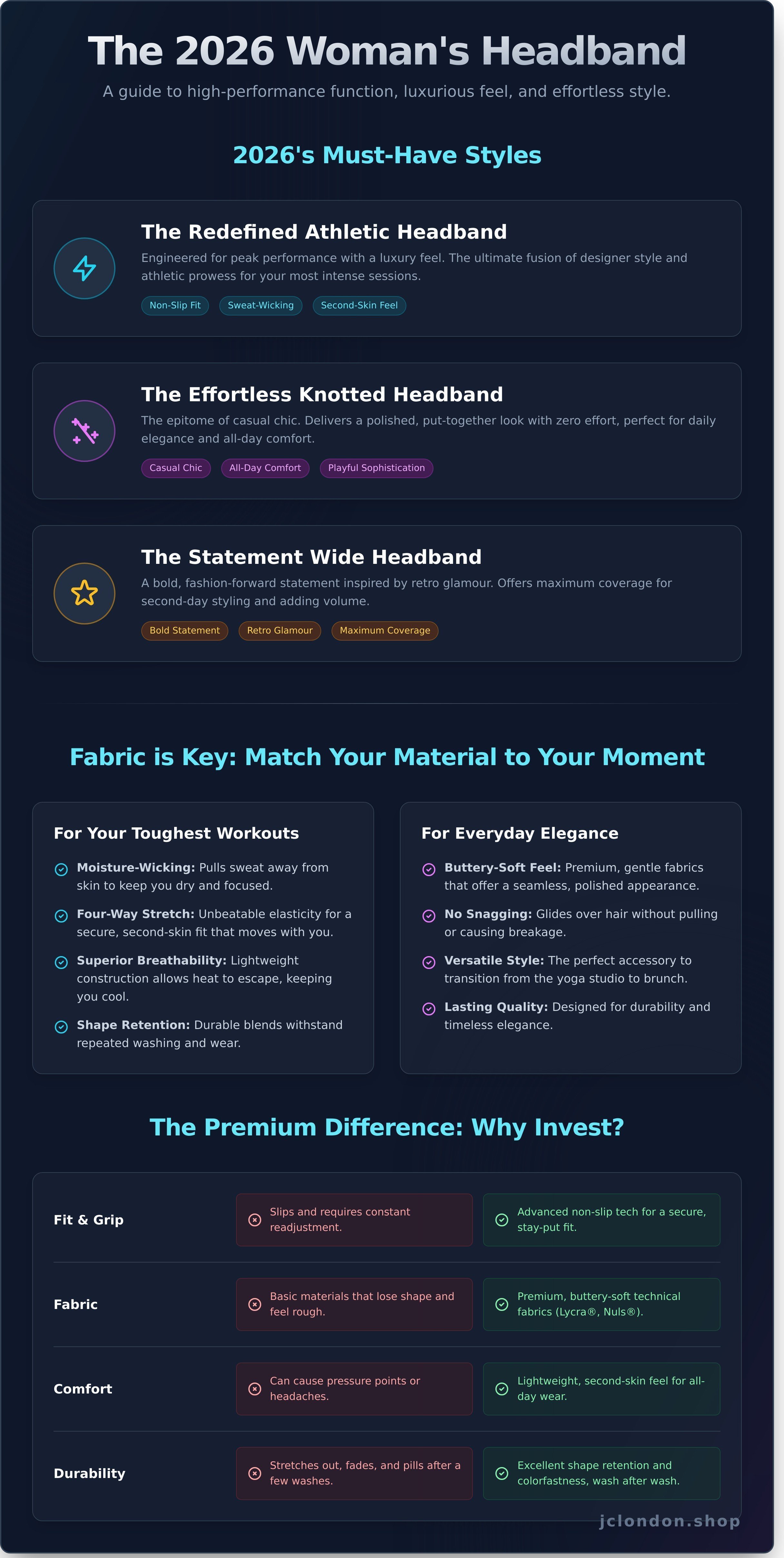 New womans headband infographic - visual guide