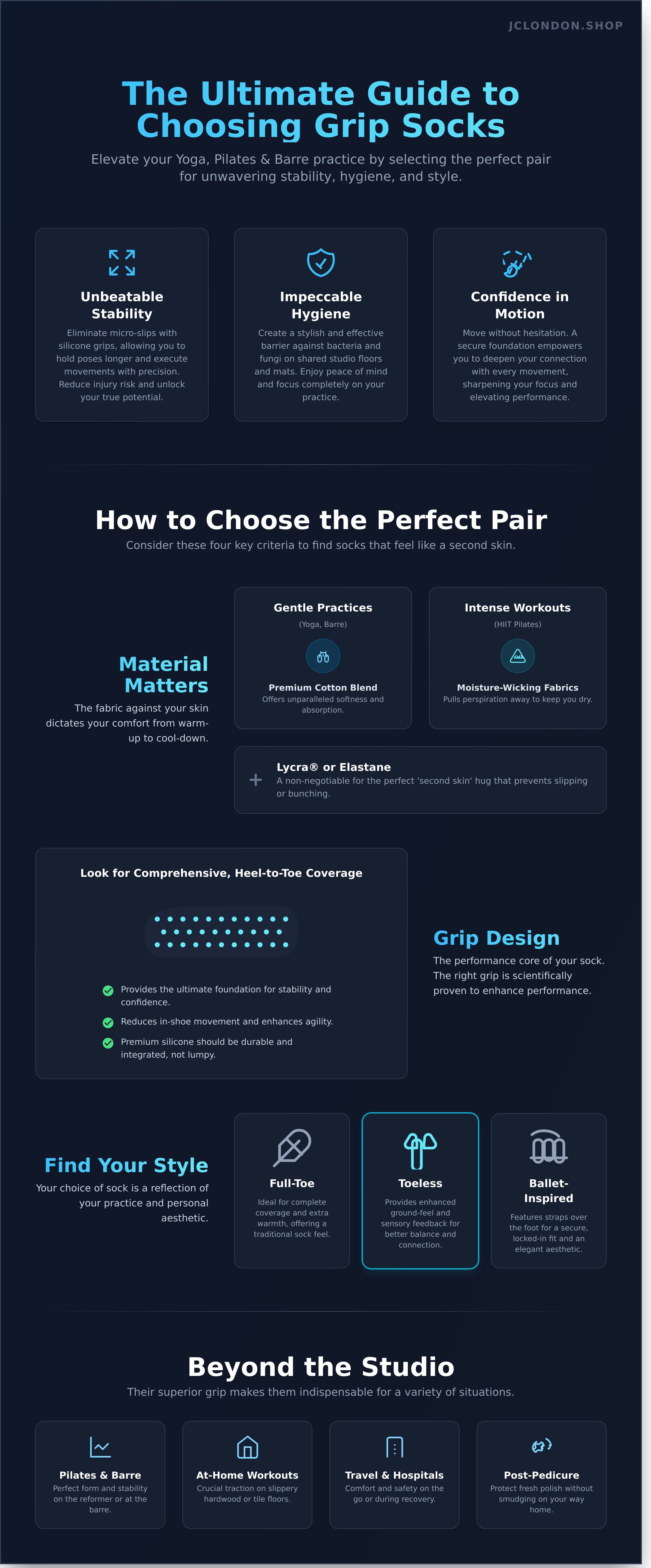 Womans grib socks infographic - visual guide