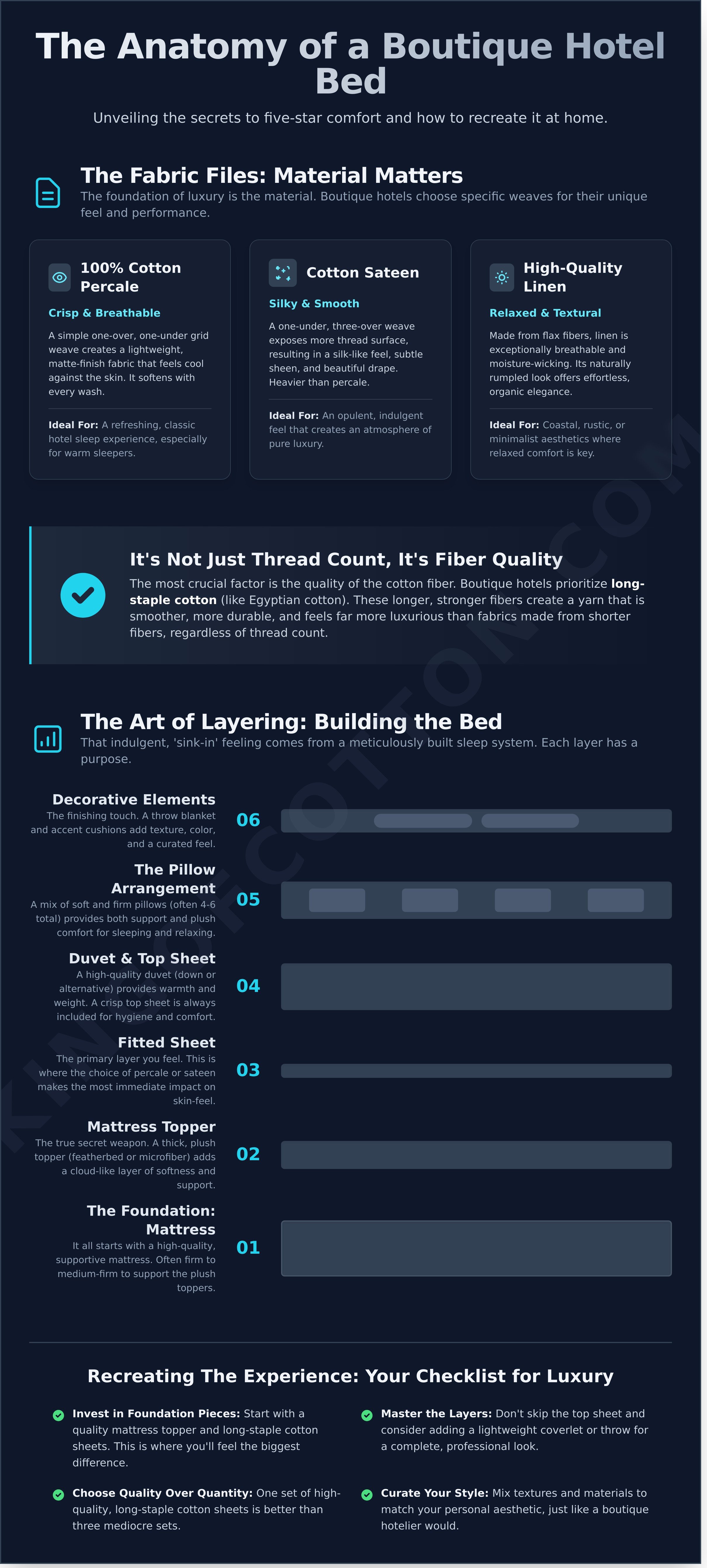 What bedding do boutique hotels use infographic - visual guide