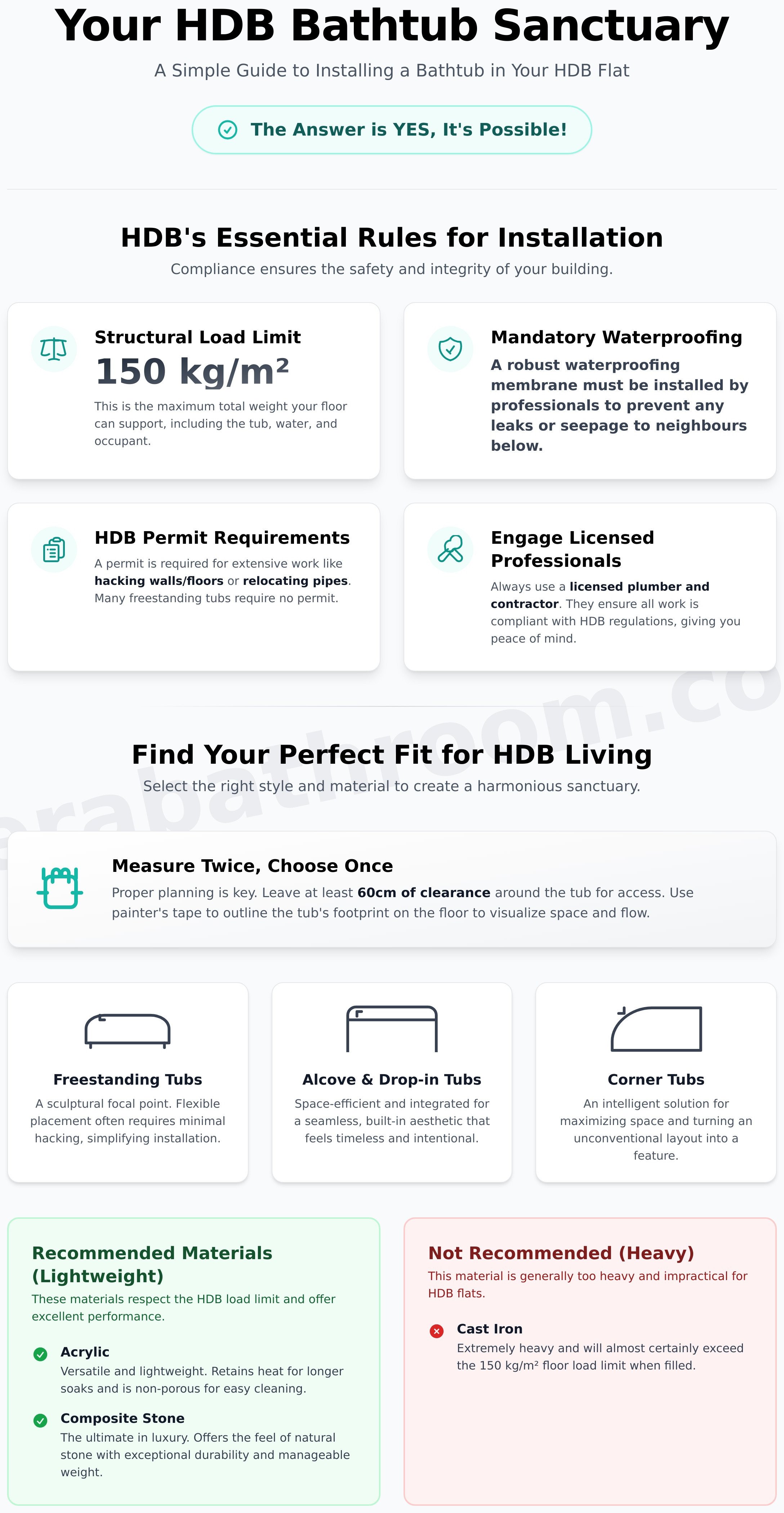 Hdb bathtub infographic - visual guide